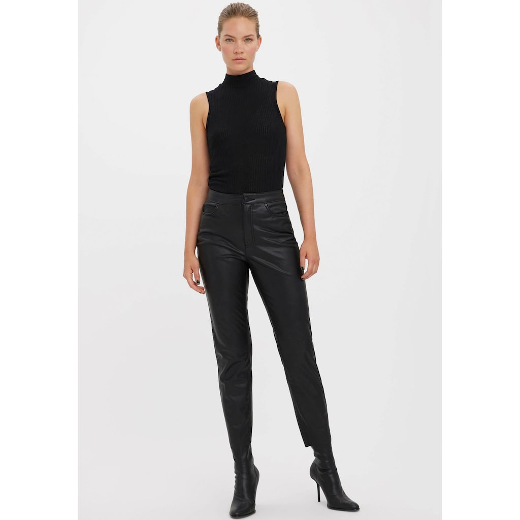 Vero Moda Lederimitathose »VMBRENDA HR STRAIGHT PL ANK PANT NOOS«