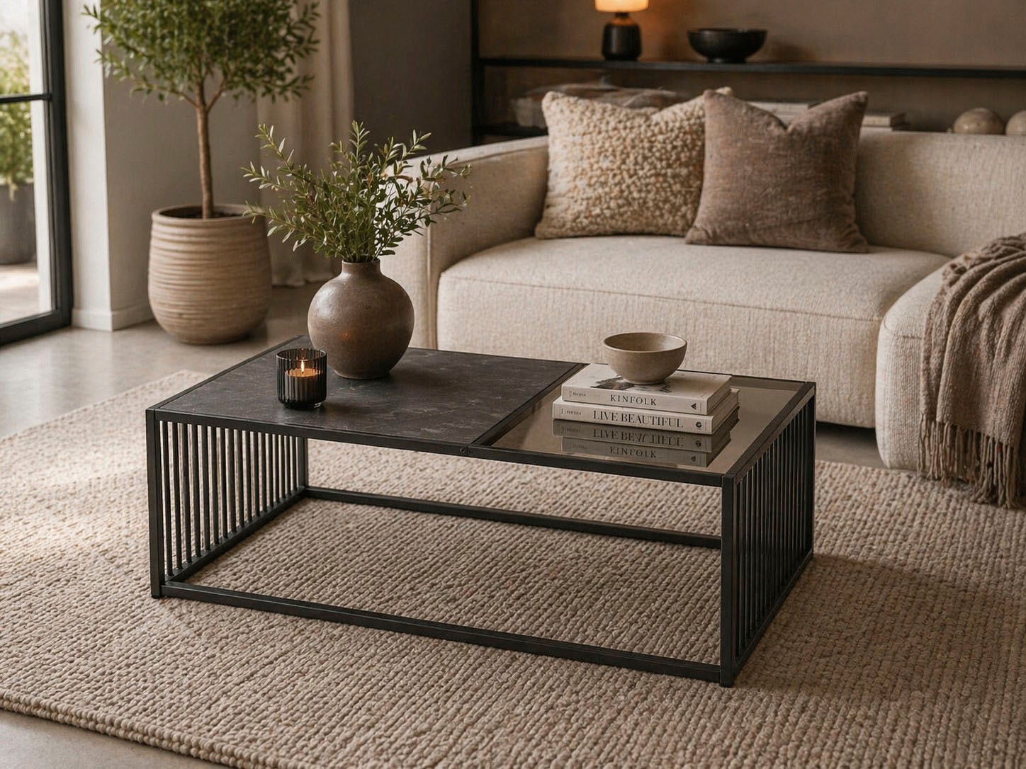 ACTONA GROUP Couchtisch »Strington, Marmoroptik schwarz - modern & stilvoll, pflegeleicht« Couchtisch, Beistelltisch, Kaffeetisch,  OTTOs Choice,  Glasplatte & Metallgestell, verschiedene  Formen