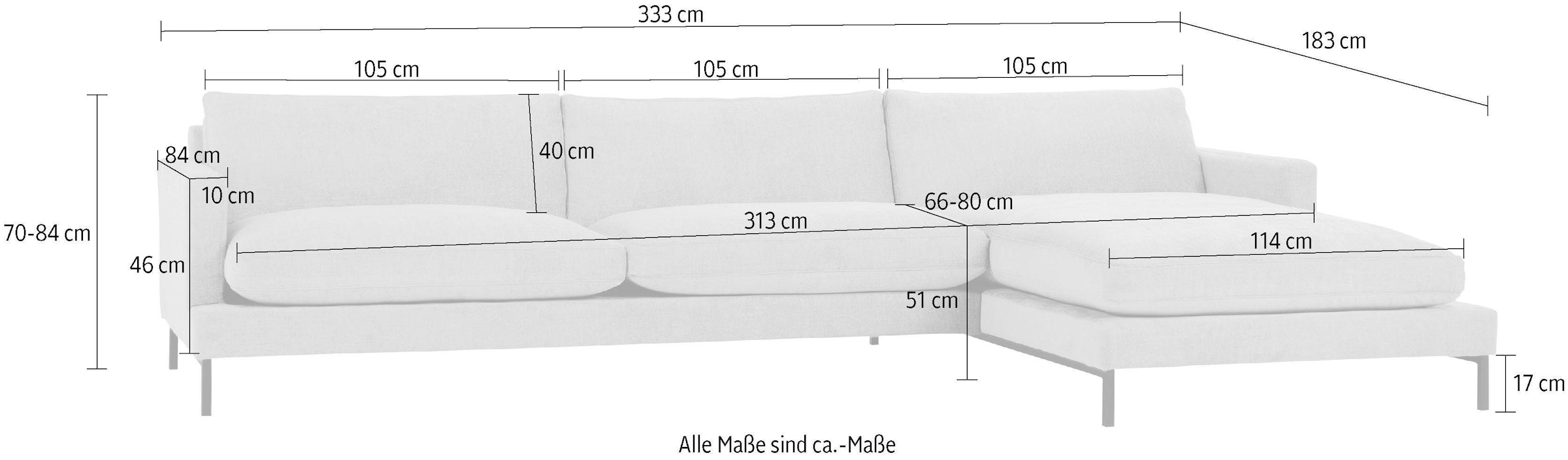 andas Ecksofa »Welland« Ecksofa »Welland« in Knautsch-Optik mit Metallfüßen