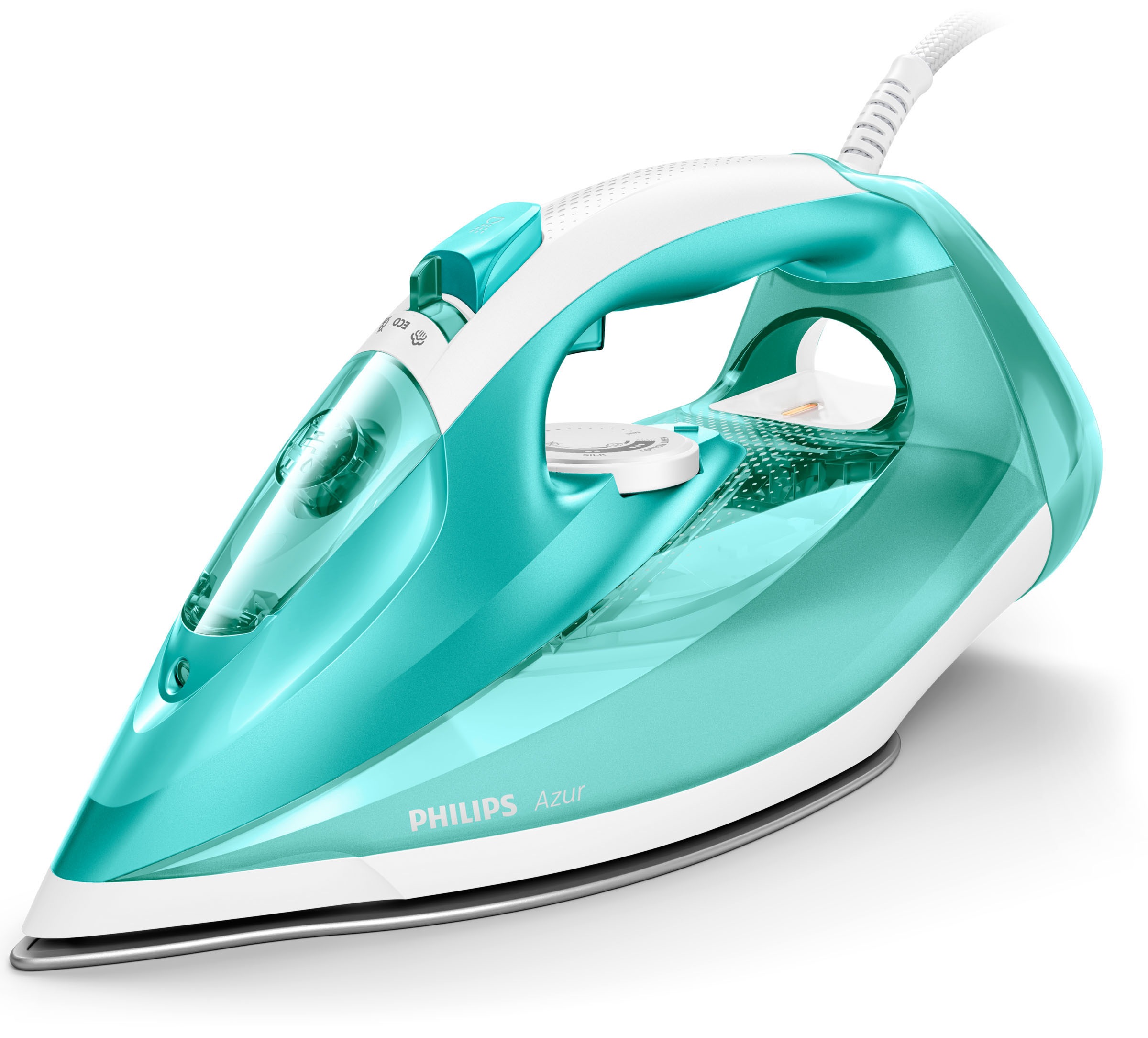 Philips Dampfbügeleisen »GC4537/70 Azur«, 2400 W, (200g Dampfstoß, SteamGlide-Bügelsohle) weiß/türkis