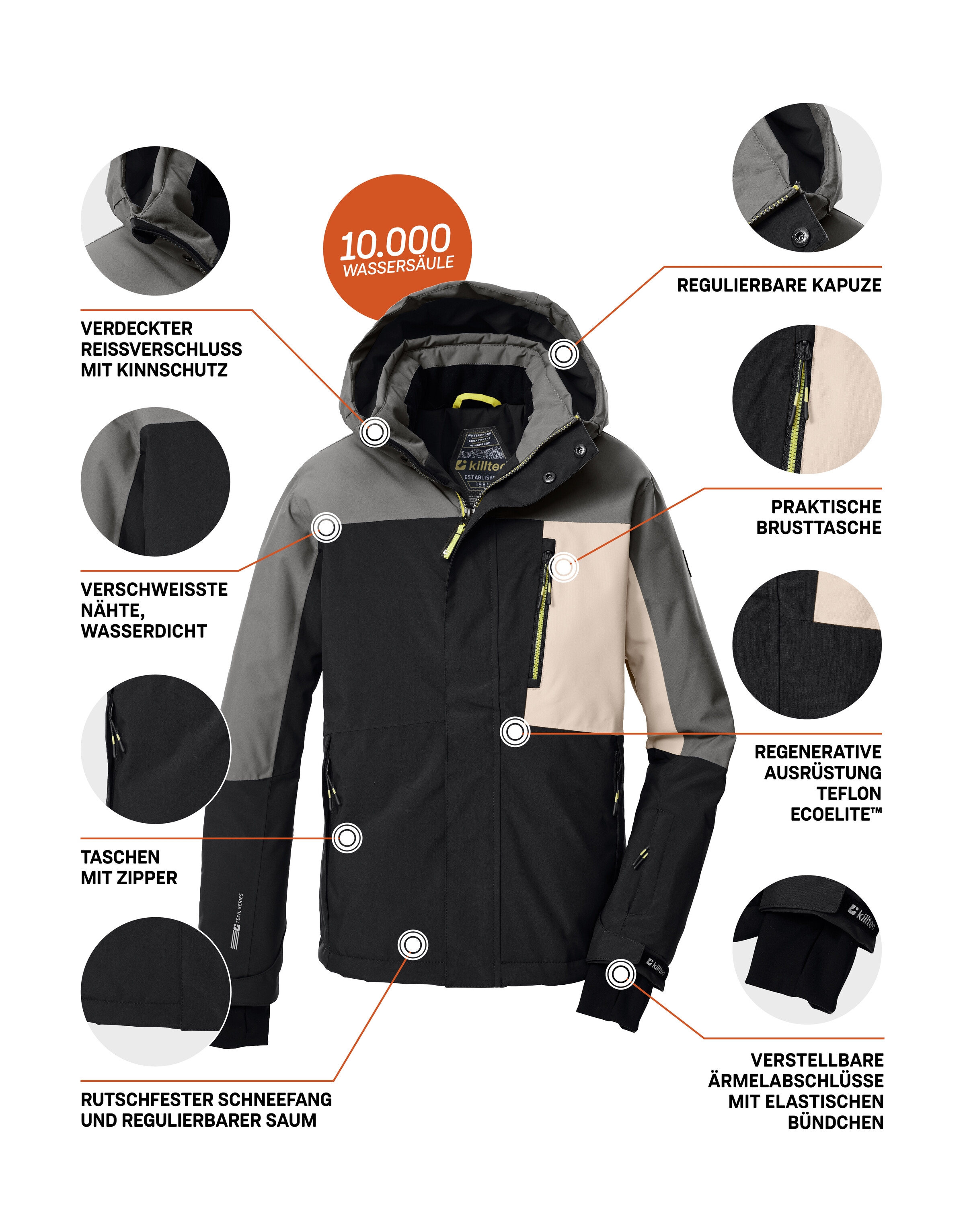 Killtec Skijacke »KSW 200 BYS SKI JCKT« Killtec Kids Skijacke: wasserdicht, atmungsaktiv, reflektierend