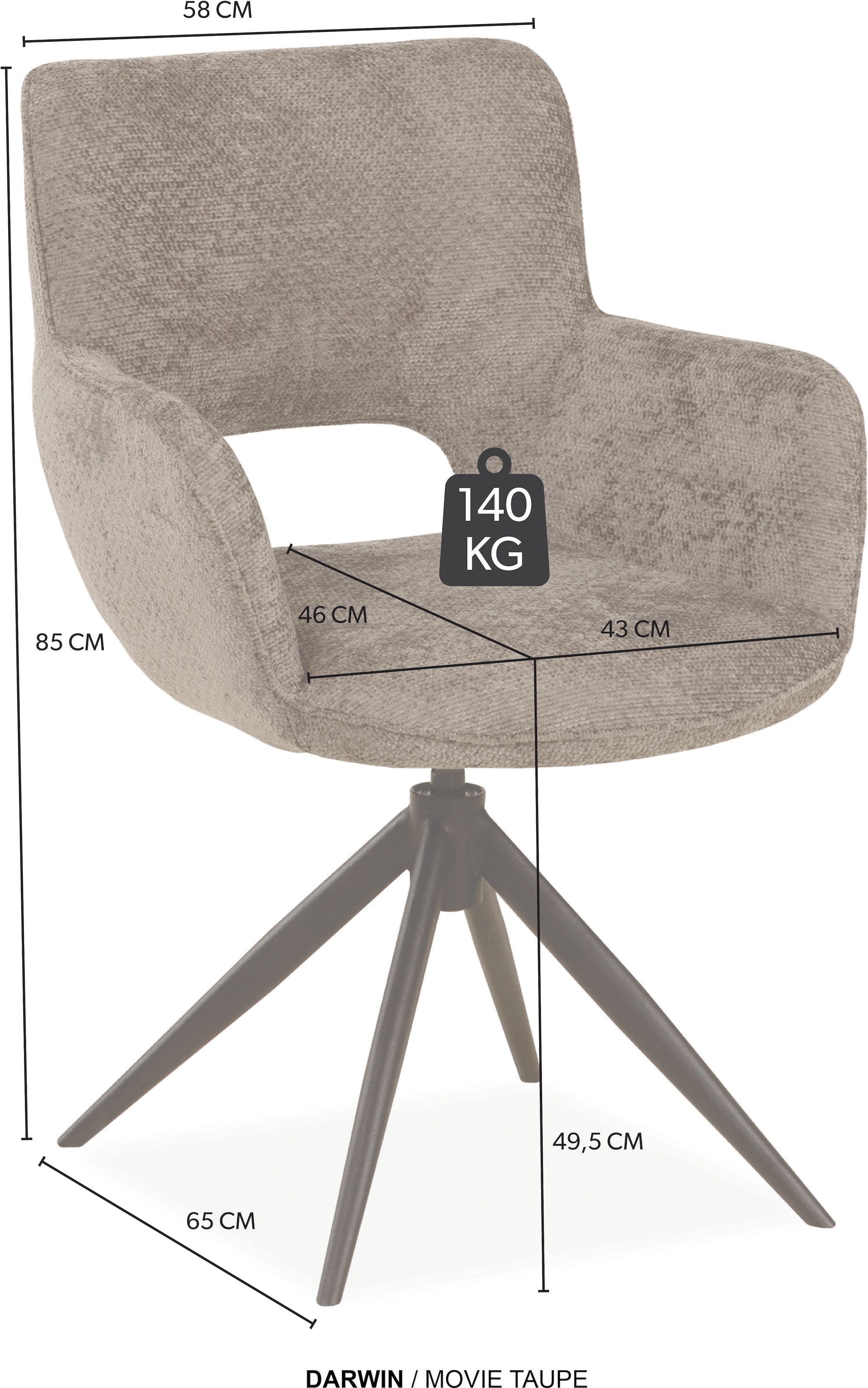 OMG Design Esszimmerstuhl »Darwin« (Set) 2 Stk.Drehstuhl mit auto-return, Armlehnenstuhl