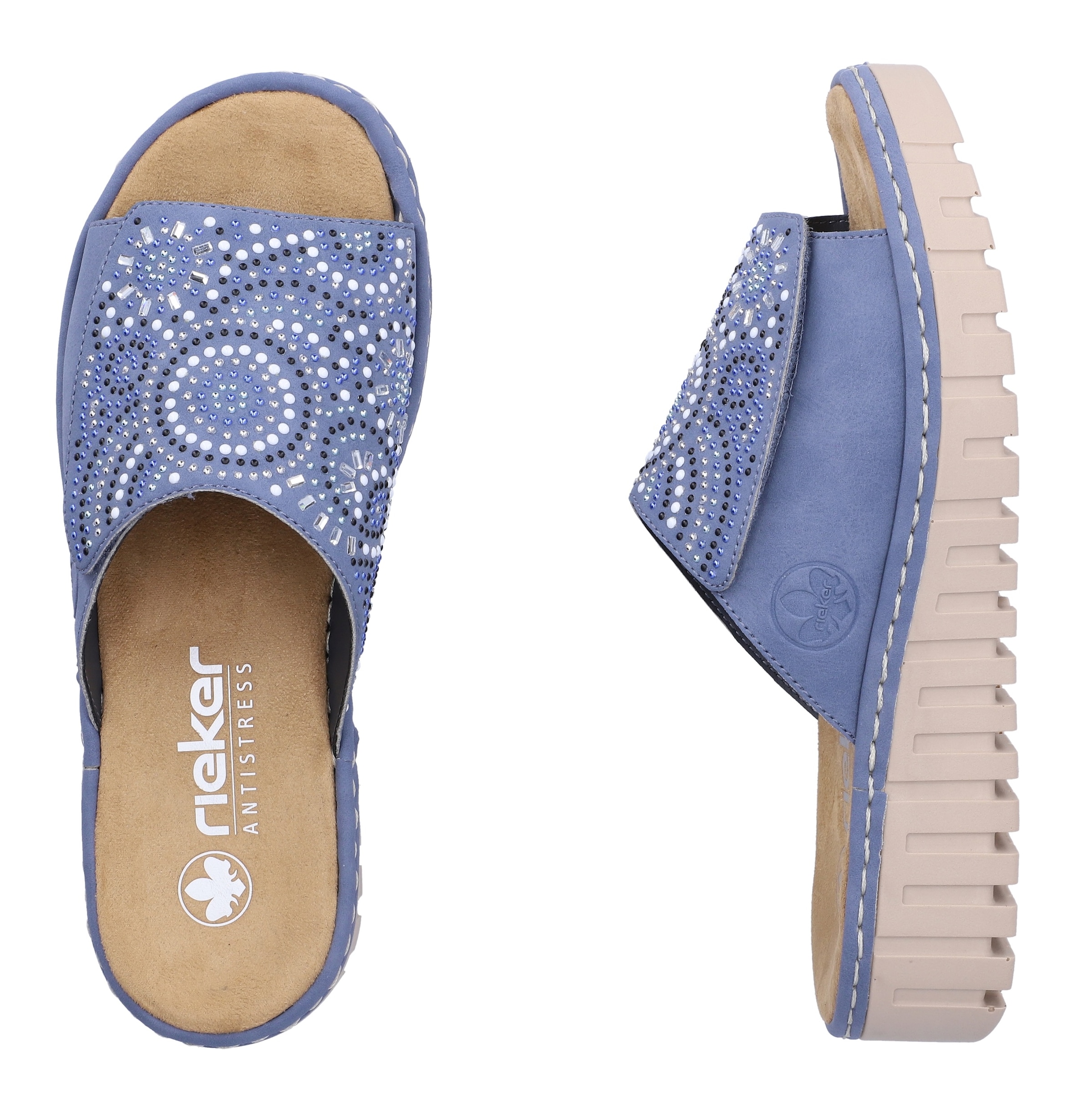 Rieker Pantolette  Sommerschuh, Strandschuh, Hausschuh mit regulierbarem Klettverschluss