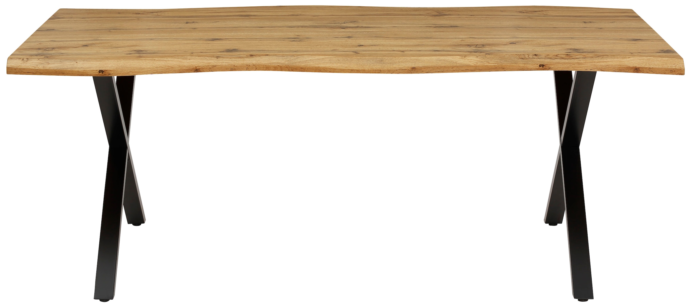 »GRETA«, X-Gestell, Esstisch Größen, 46mm Baumkantentisch | Stärke OTTO versch. (Nachbildung), HELA