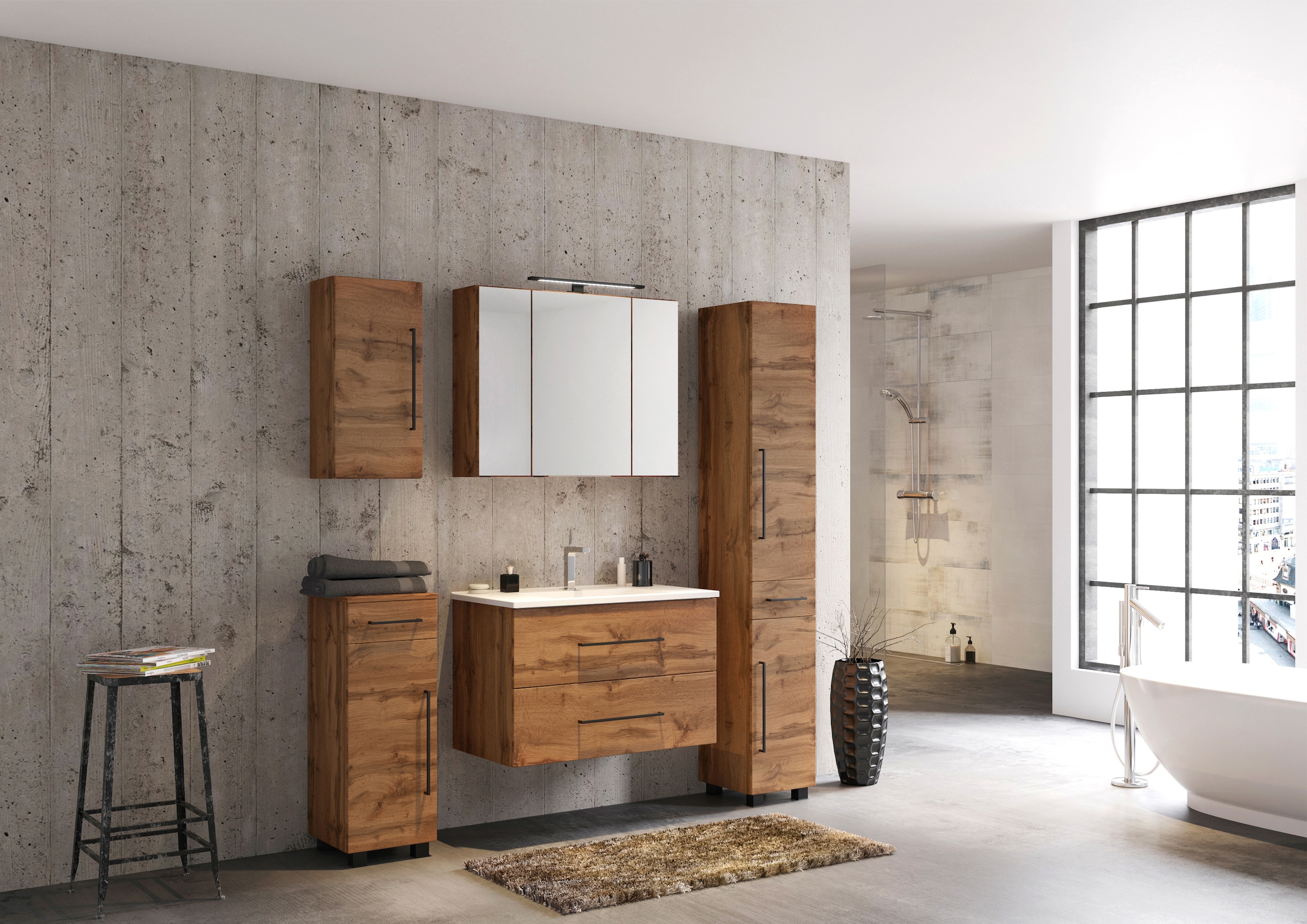 welltime Seitenschrank »Luena«, Breite 30 cm, mit Metall-Auszug und Softclose-Funktion