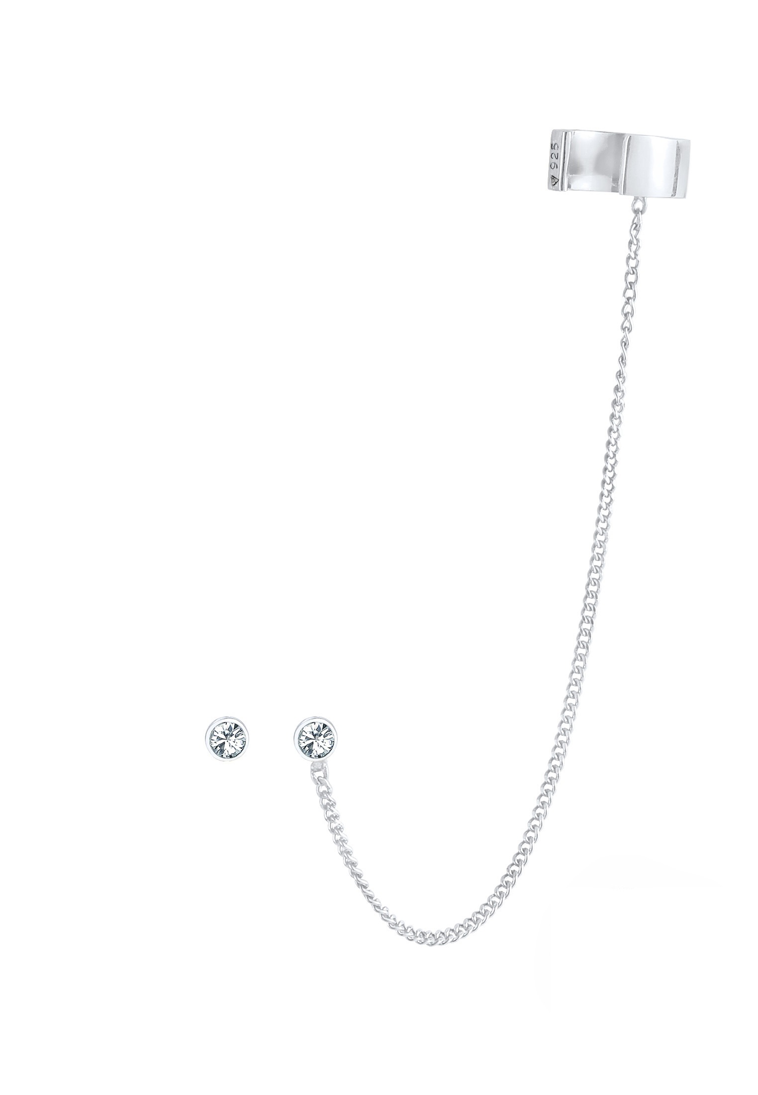 Elli Paar Ohrstecker »Ohrringe Earcuff Stecker Rund 925 Silber, mit Kristallen von Swarovski®«
