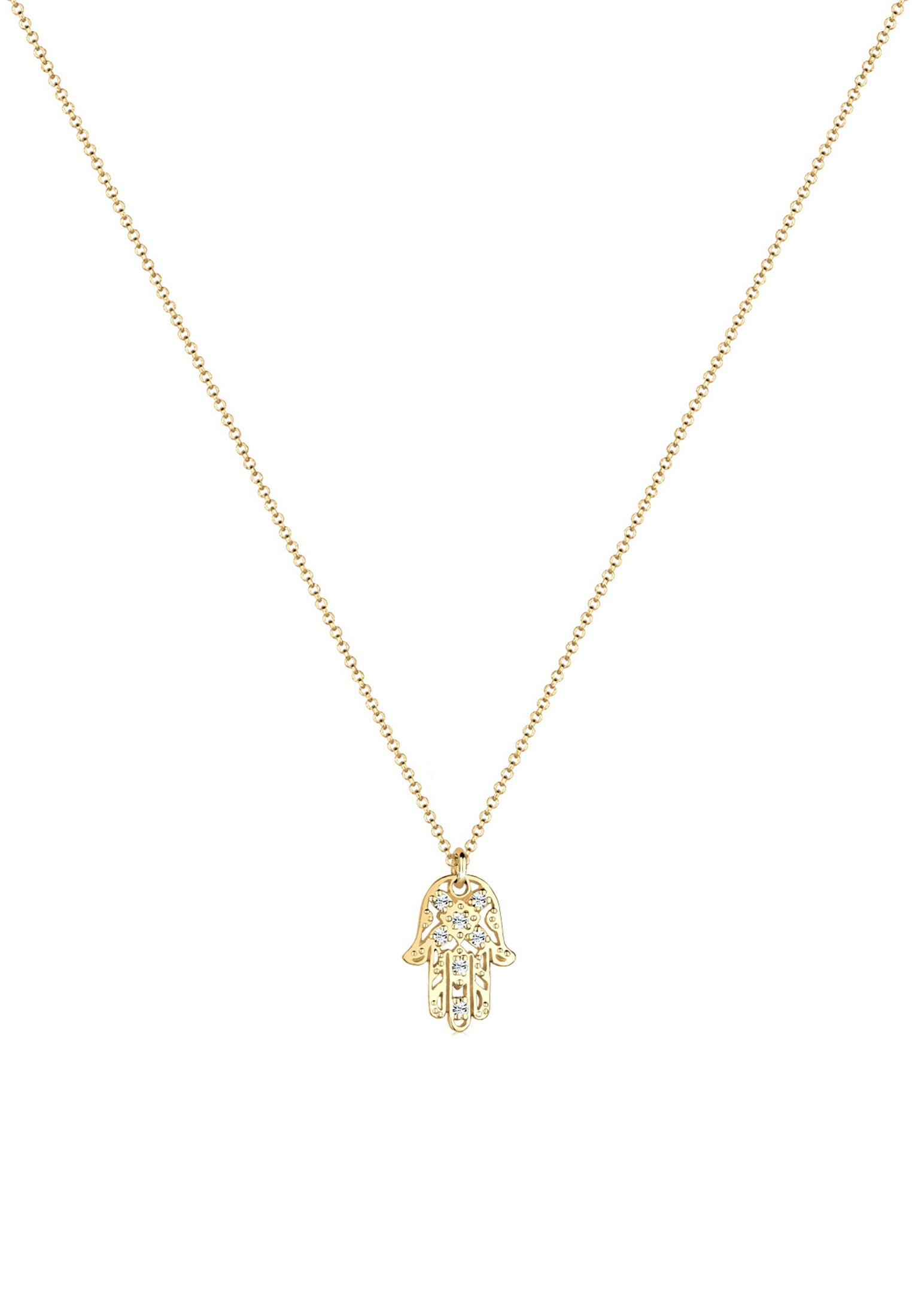 Elli Silberkette »Halskette Hamsa Hand Anhänger und Kristalle«