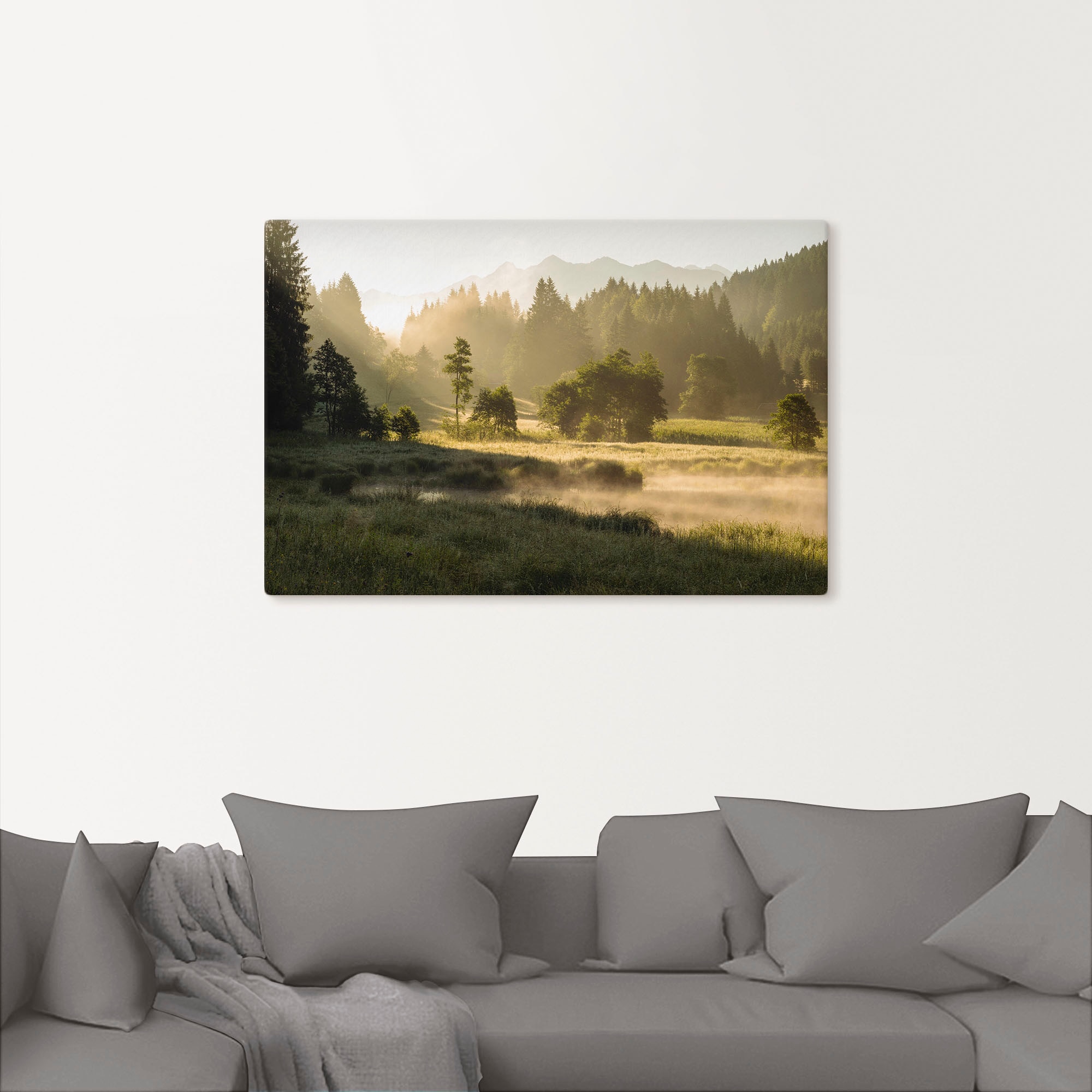 Artland Wandbild »Sommermorgen in den Alpen«, Wiesen & Bäume, (1 St.), als Leinwandbild, Wandaufkleber in verschied. Größen