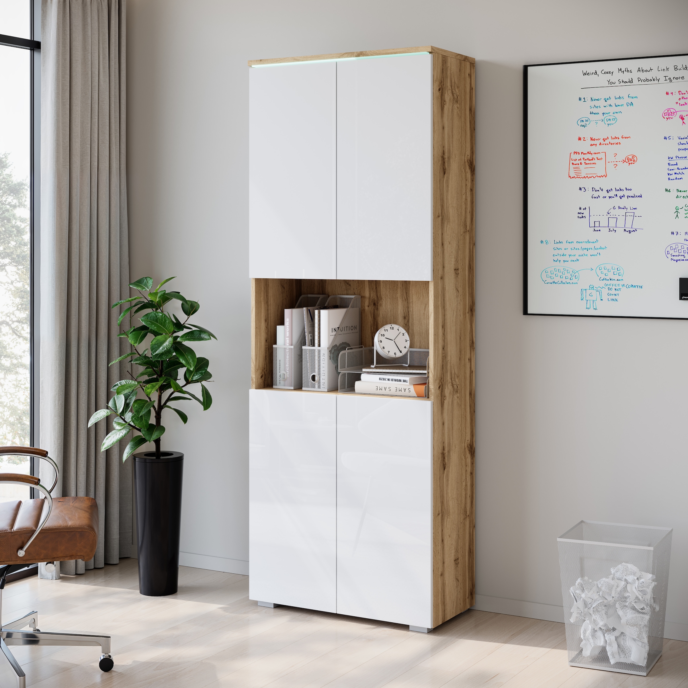 INOSIGN Aktenschrank »Vera, Mehrzweckschrank mit LED-Beleuchtung« Praktischer Stauraum mit höhenverstellbaren Ablageböden, H. 182 cm