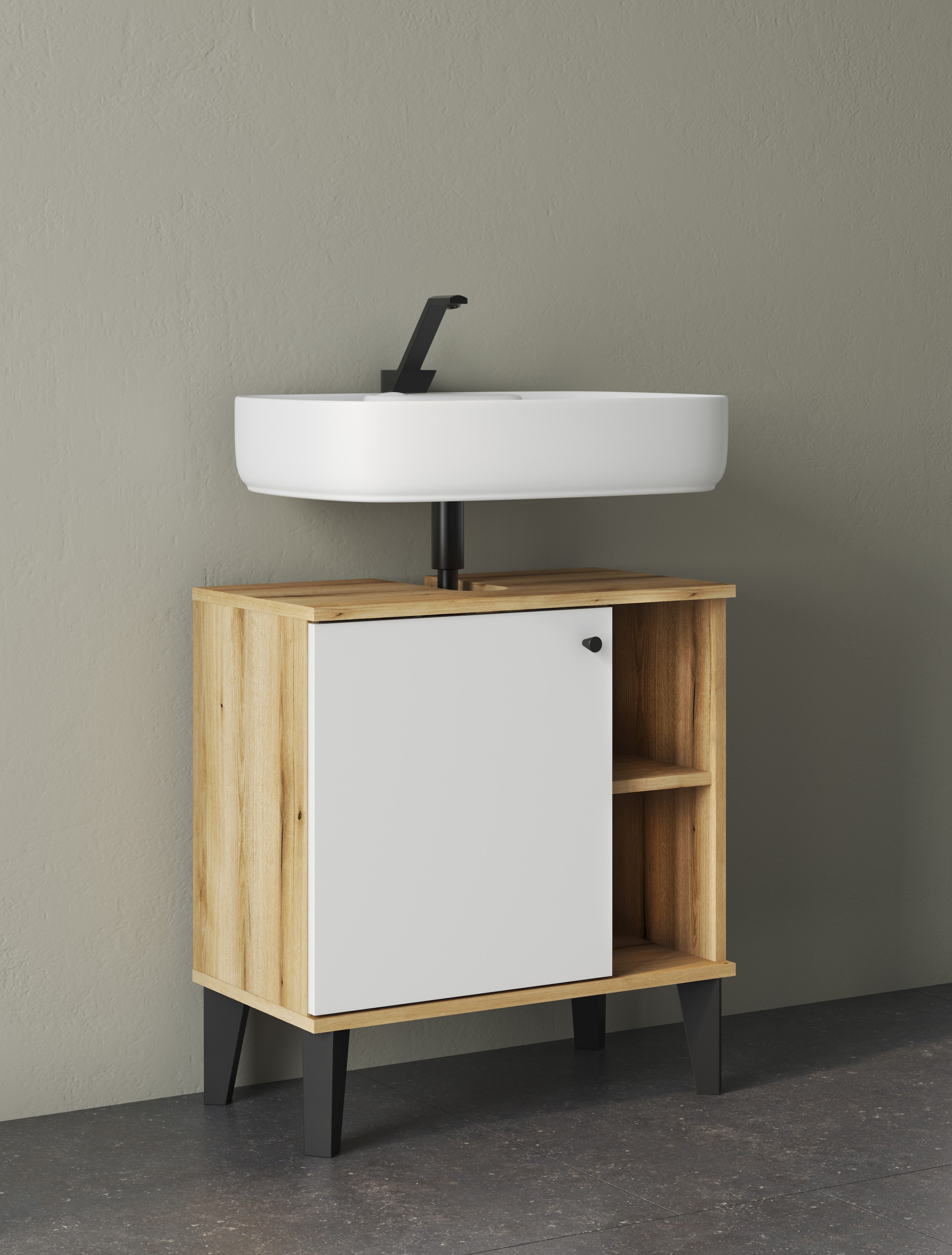 INOSIGN Badmöbel-Set »OSLO, Bad im skandinavischen Design, 2-teiliges Badezimmer«, (Set, 2 St.), Badschränke und Spiegel, in zwei Farben verfügbar, viel Stauraum