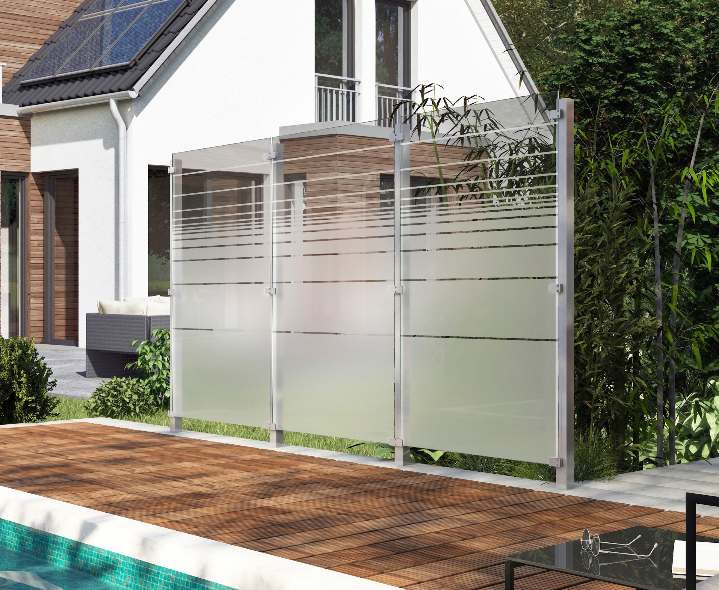 STAKET PRO Zaun Glaszaun, Gesamtlänge: 3,23 m, 4 Pfosten