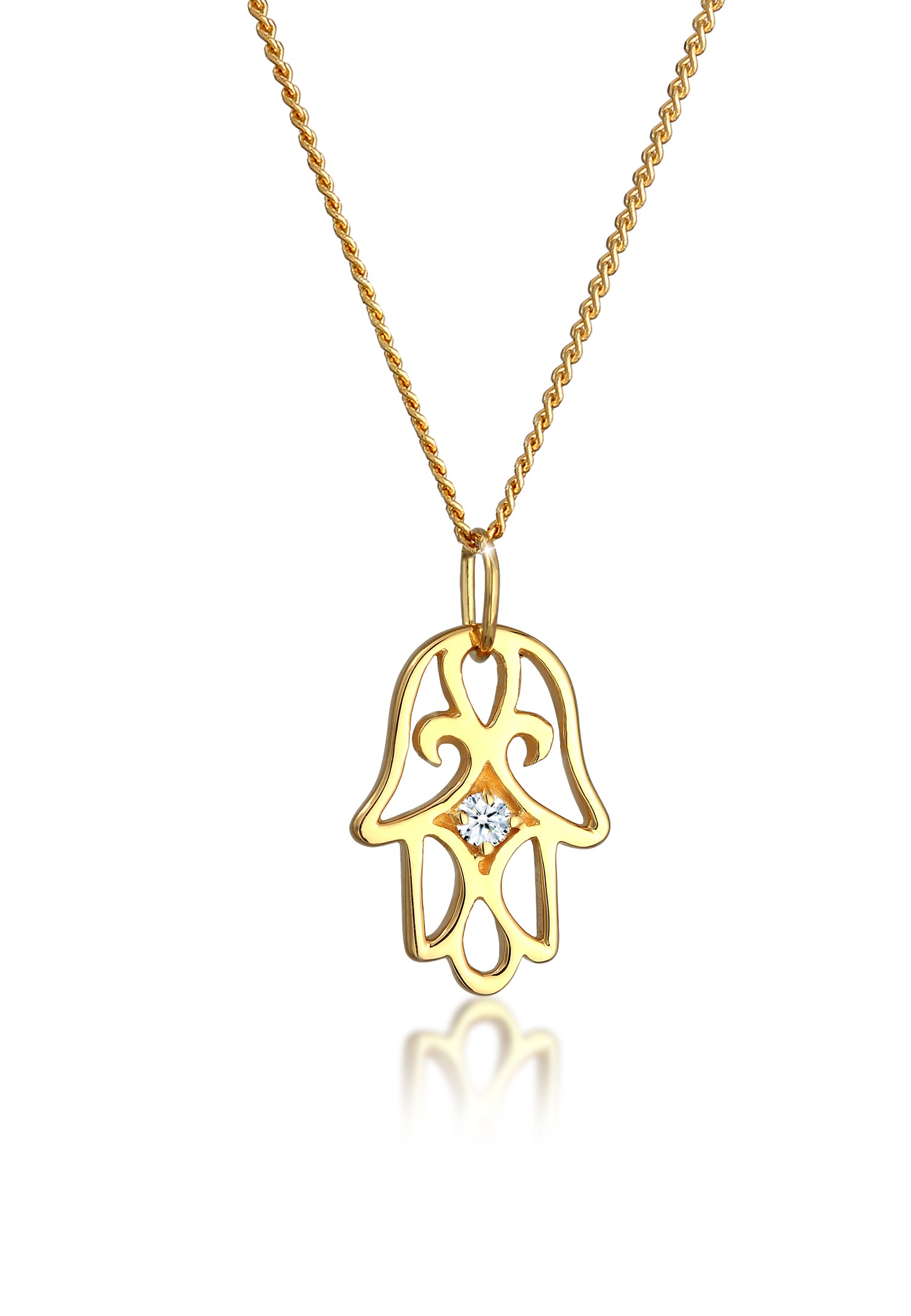 Elli Collierkettchen »Hamsa Hand Diamant (0.03 ct.) 585 Gelbgold«