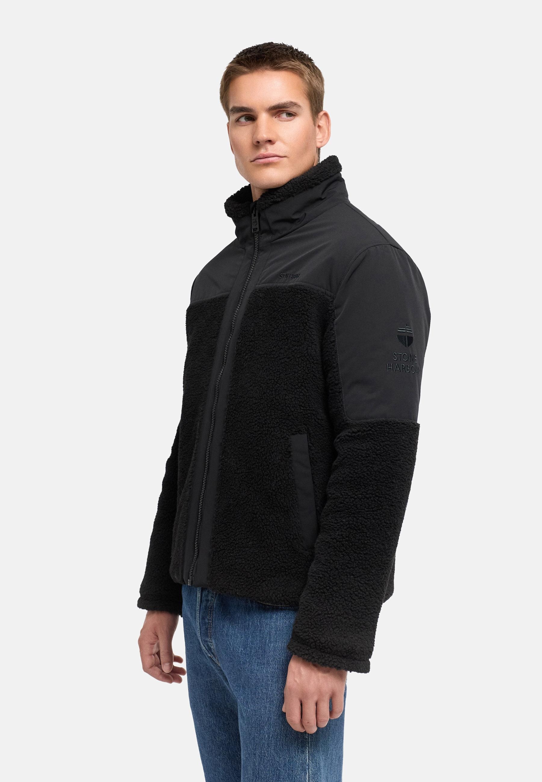 Stone Harbour Plüschjacke »Plüschjacke Riveen XX« ohne Kapuze Warme Winterjacke mit Teddyfleece Materialmix