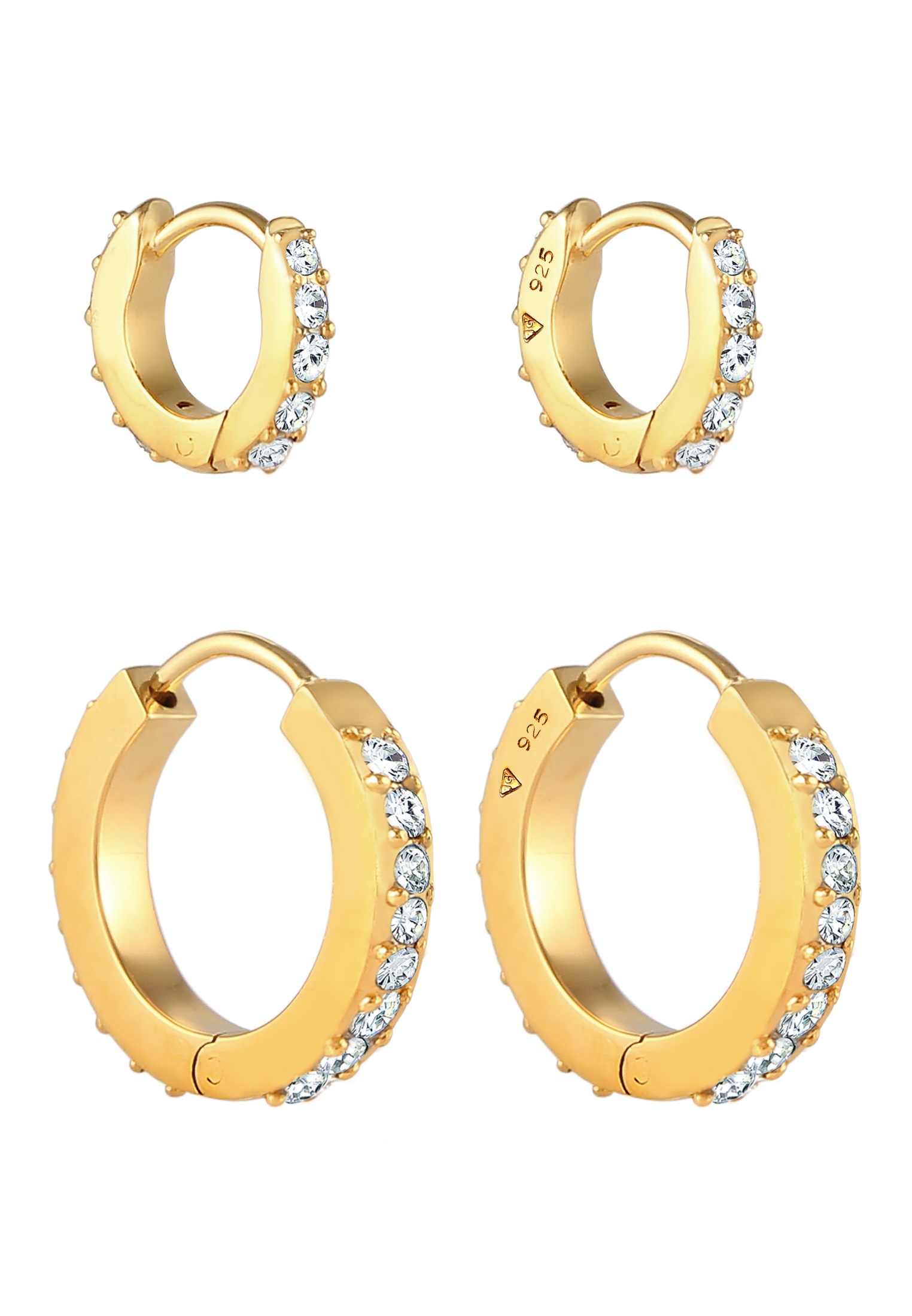 Elli Paar Creolen »Ohrringe Creolen 2er Set 925 Silber, mit Kristallen von Swarovski®«