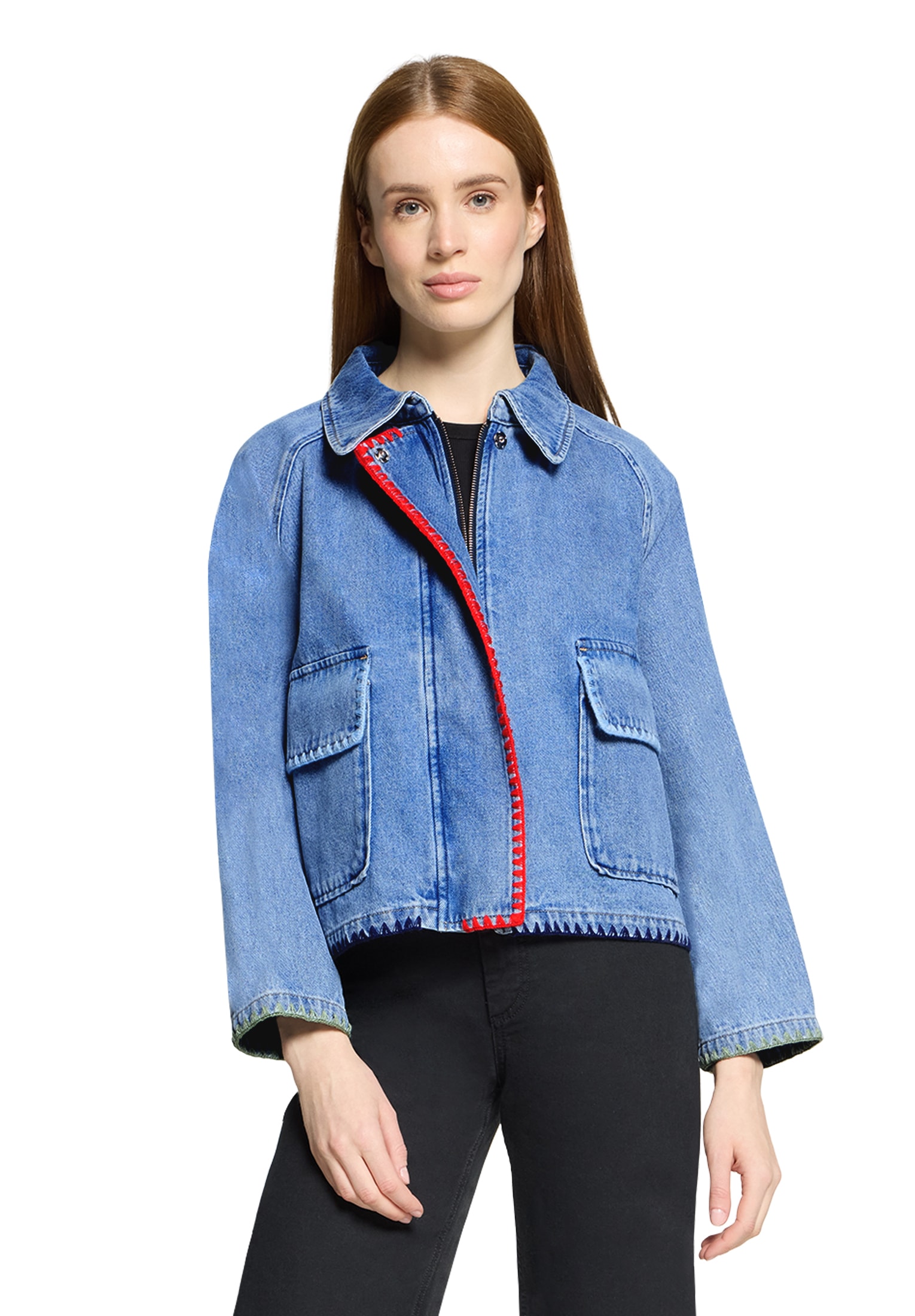Amber & June Jeansjacke »Jeansjacke mit aufgesetzten Taschen«
