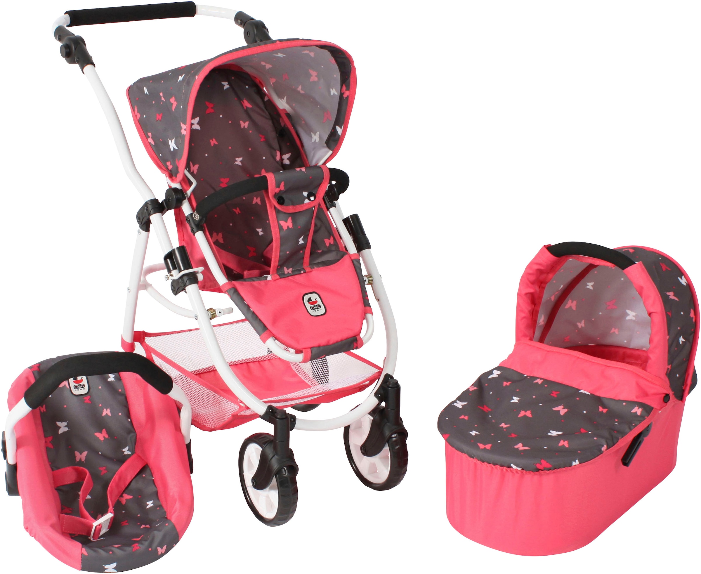 CHIC2000 Kombi-Puppenwagen »Emotion 2.0, Butterfly«, inkl. Babywanne, Sportwagenaufsatz und Autositz