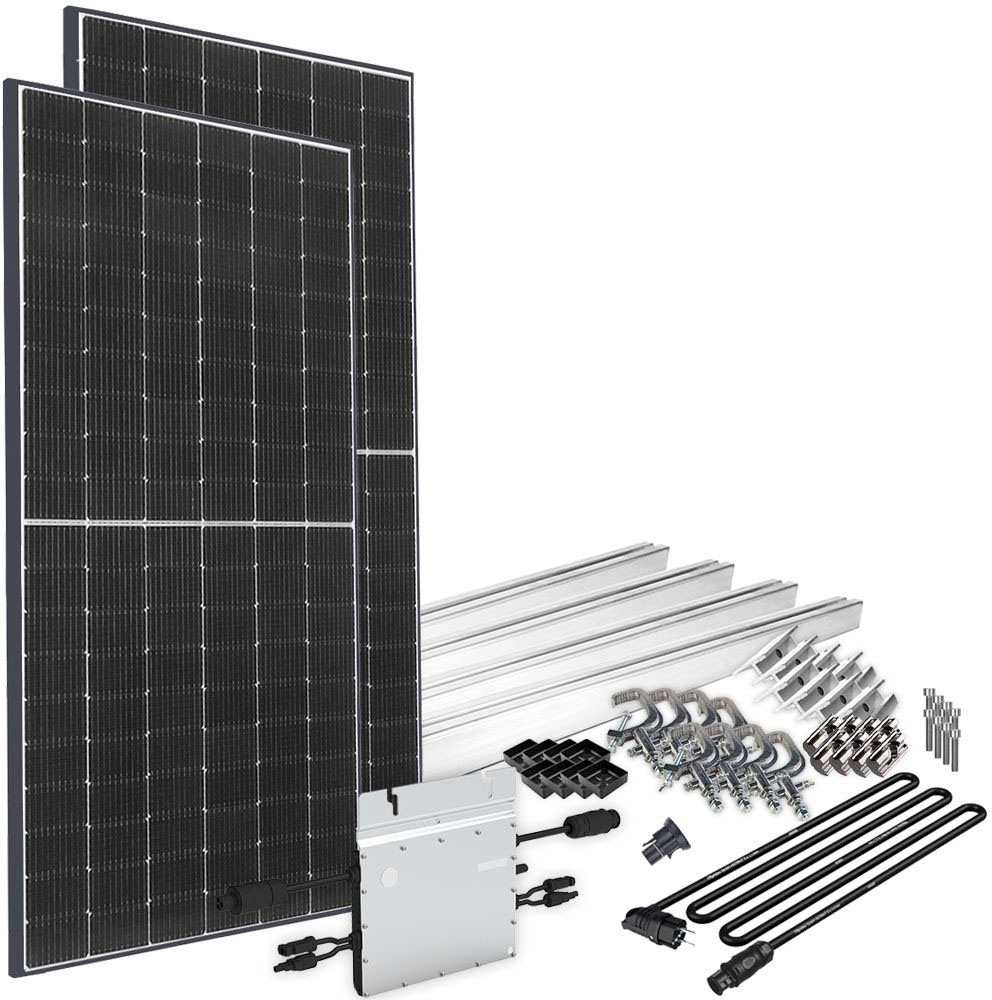 Offgridtec Solaranlage »Solar-Direct 830W HM-800« Schukosteckdose, 5 m Anschlusskabel, Montageset für Balkongeländer in schwarz