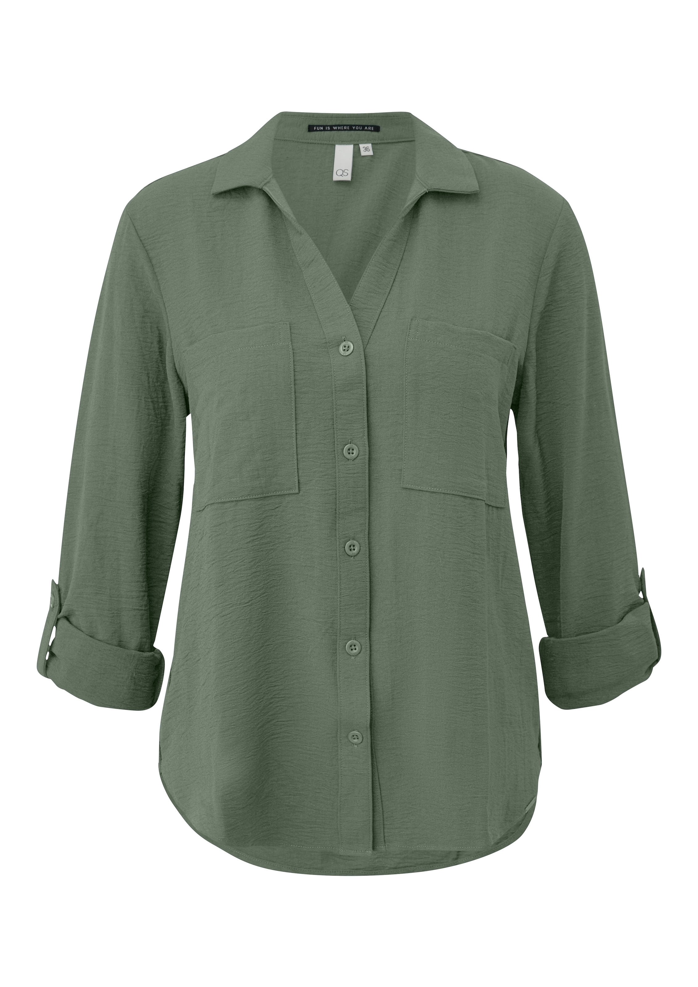 QS Langarmbluse mit Knopfleiste und Brusttaschen