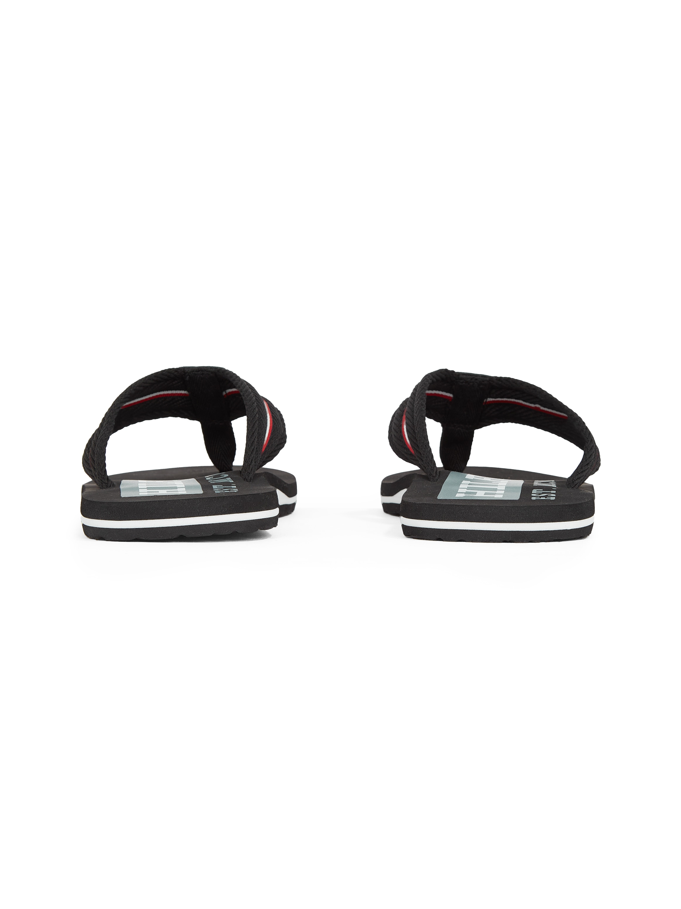 Tommy Hilfiger Zehentrenner »CORPORATE HILFIGER BEACH SANDAL«, Sommerschuh, Flats, Bequemschuh mit Streifen