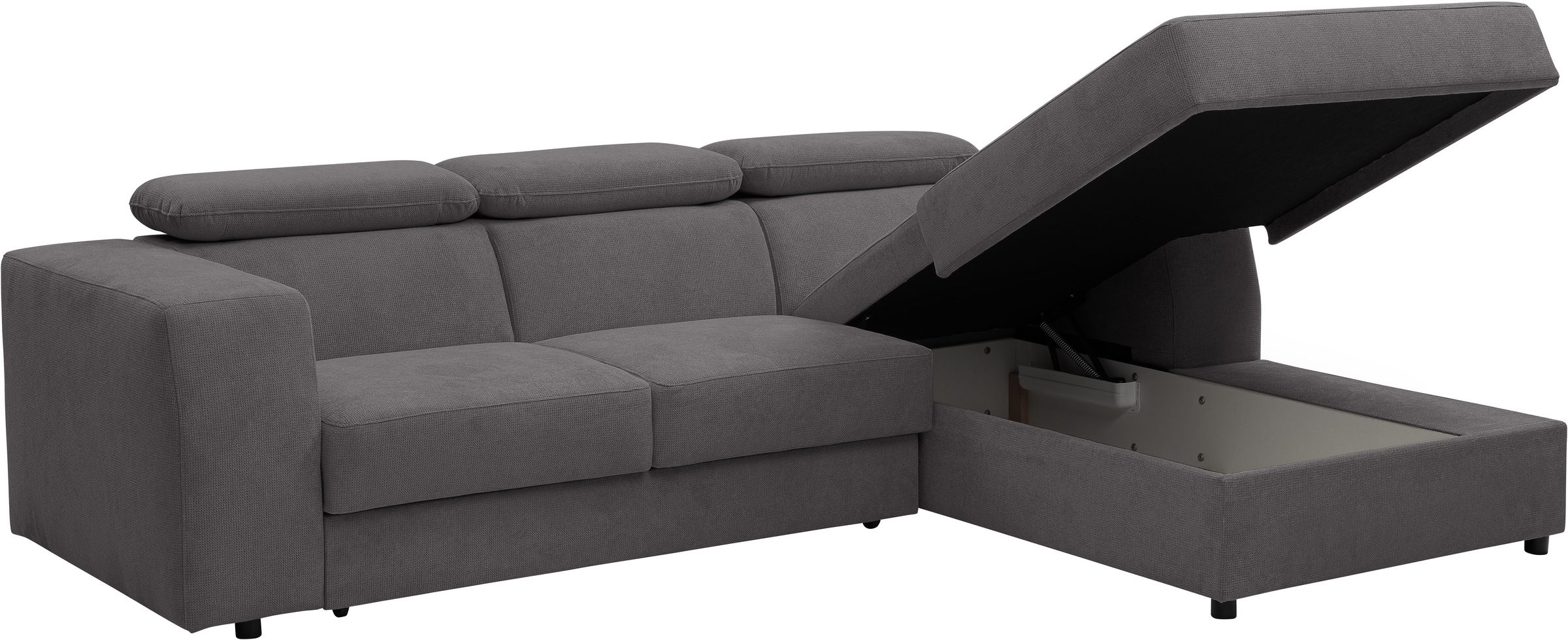 WERK2 Ecksofa »Cherry, modernes Sofa mit Komfortfunktionen, Breite 270cm, L-Form,«, bequem, mit verstellbaren Kopfteilen, Schlaffunktion und Bettkasten