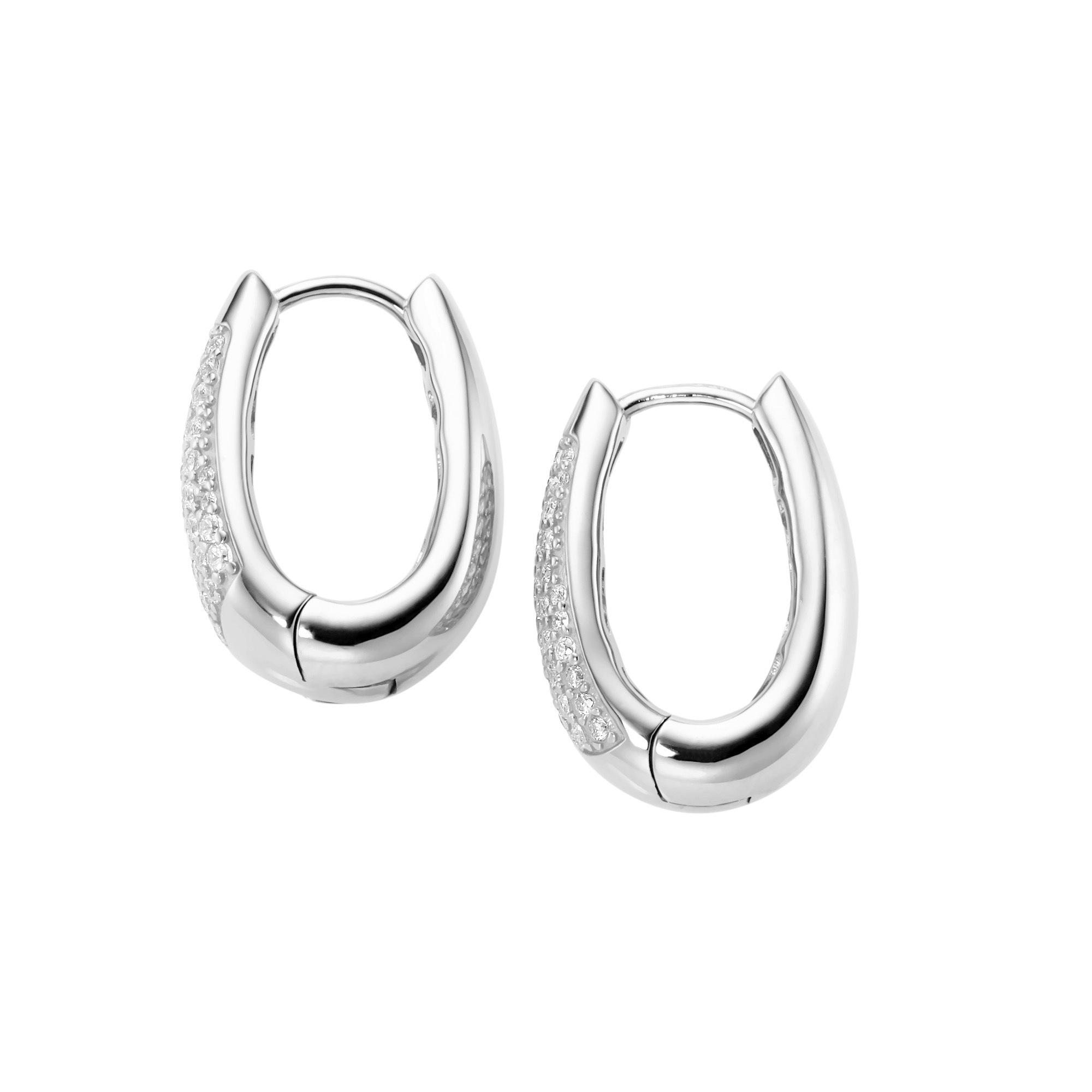 GIORGIO MARTELLO MILANO Paar Creolen »Klappcreolen ovale Form, mit Zirkonia, Silber 925«