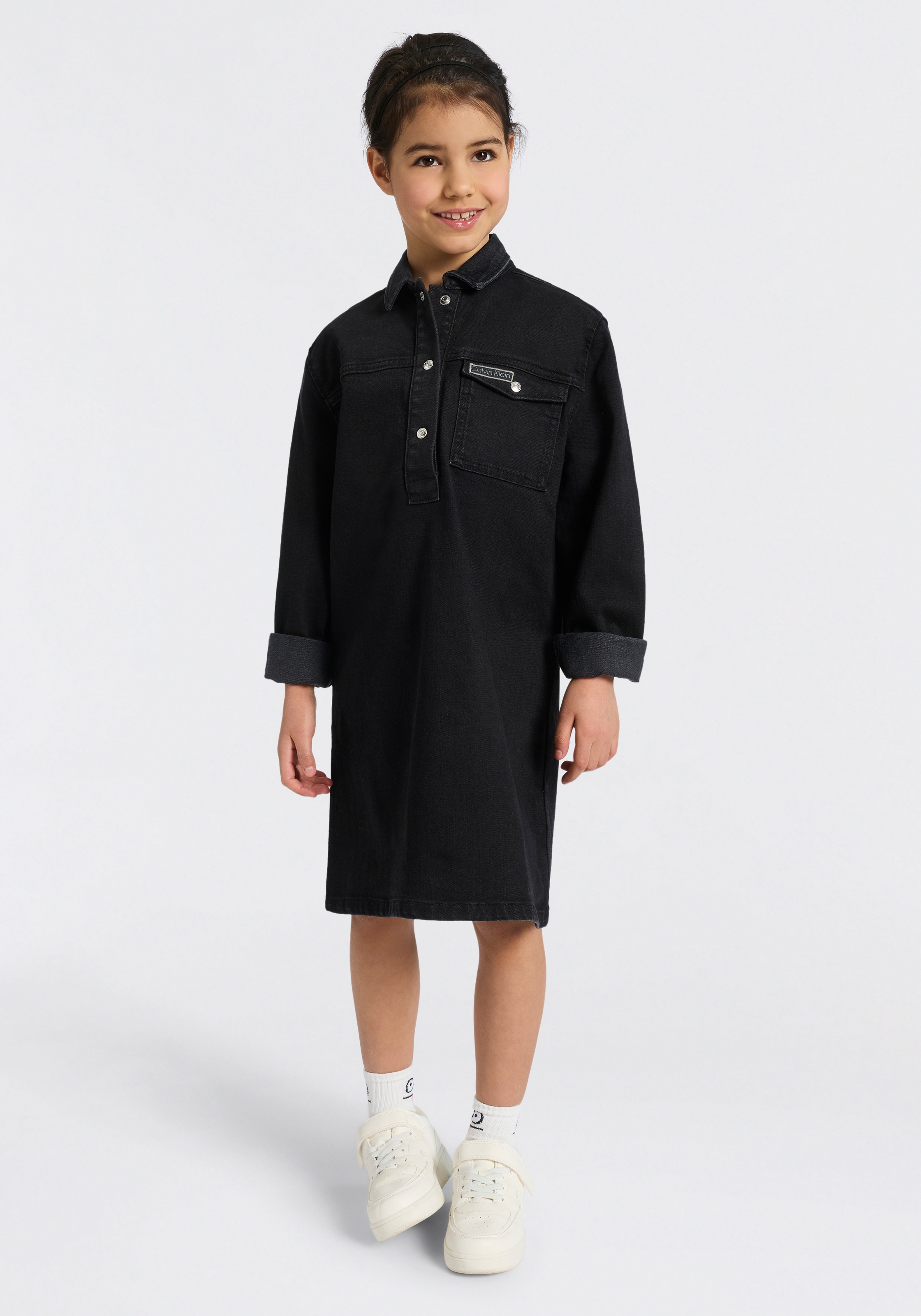 Calvin Klein Jeans Jeanskleid Brusttasche Regular fit, für Kinder bis 16 Jahre