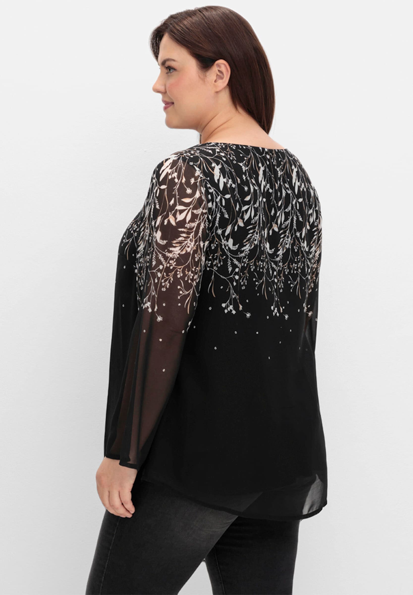 Sheego Longbluse »Tunika Chiffonbluse mit grafischem Print«