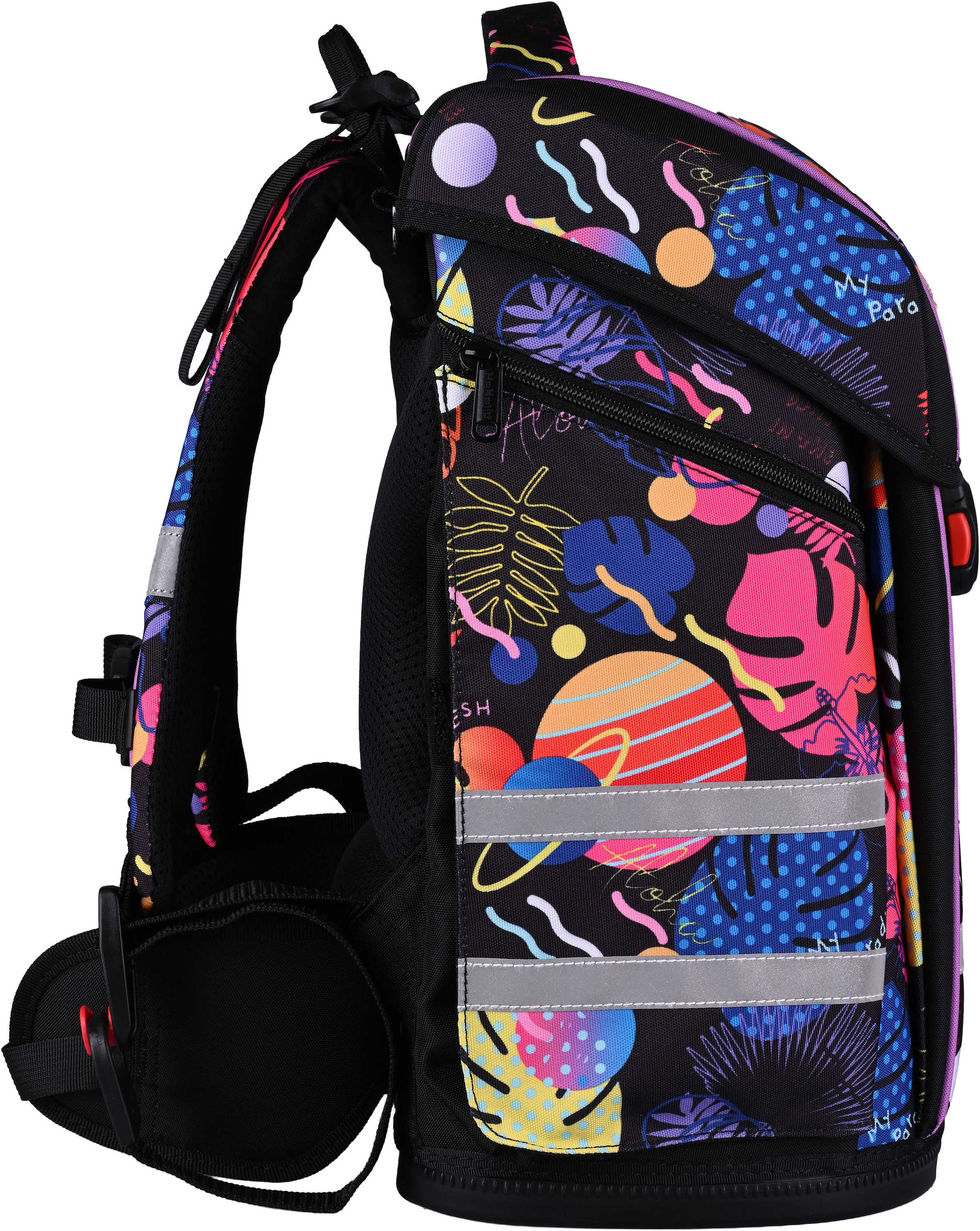 McNeill Schulranzen »Perfecto, Disney Stitch, black« Reflektierende Streifen auf den Schultergurten;Retroreflektierende Flächen inkl. Federmäppchen, Turnbeutel, Schlamperrolle & Motivmagnet