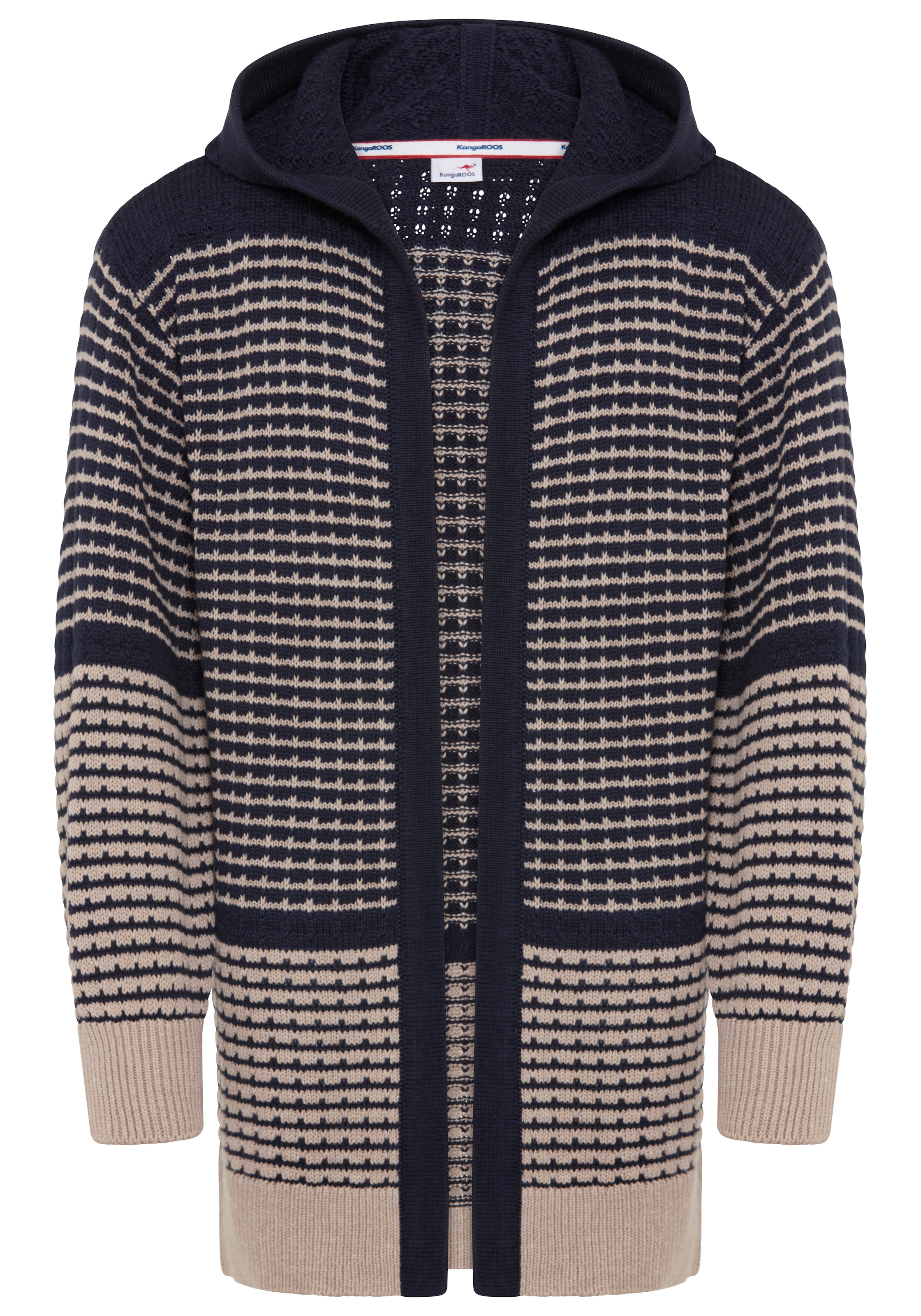 KangaROOS Strickjacke »Long-Strickjacke mit modischen Ringelmuster von KangaROOS« Lange Strickjacke, lässig geschnitten, Grobstrick-Qualität