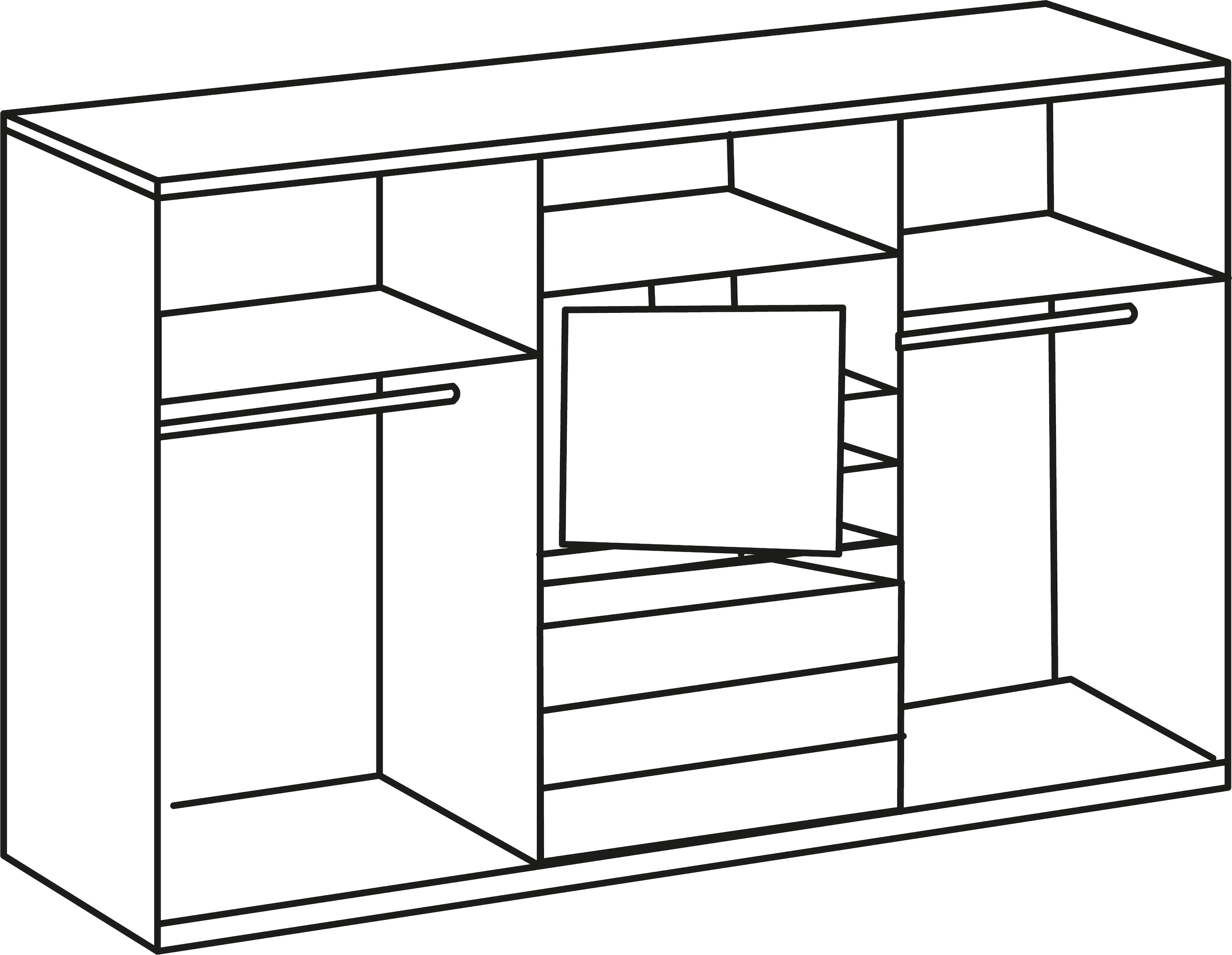 Wimex Schwebetürenschrank »Magic by fresh to go«, tolles EXTRA: mit drehbarem TV-Element, mittig mit Schubladen