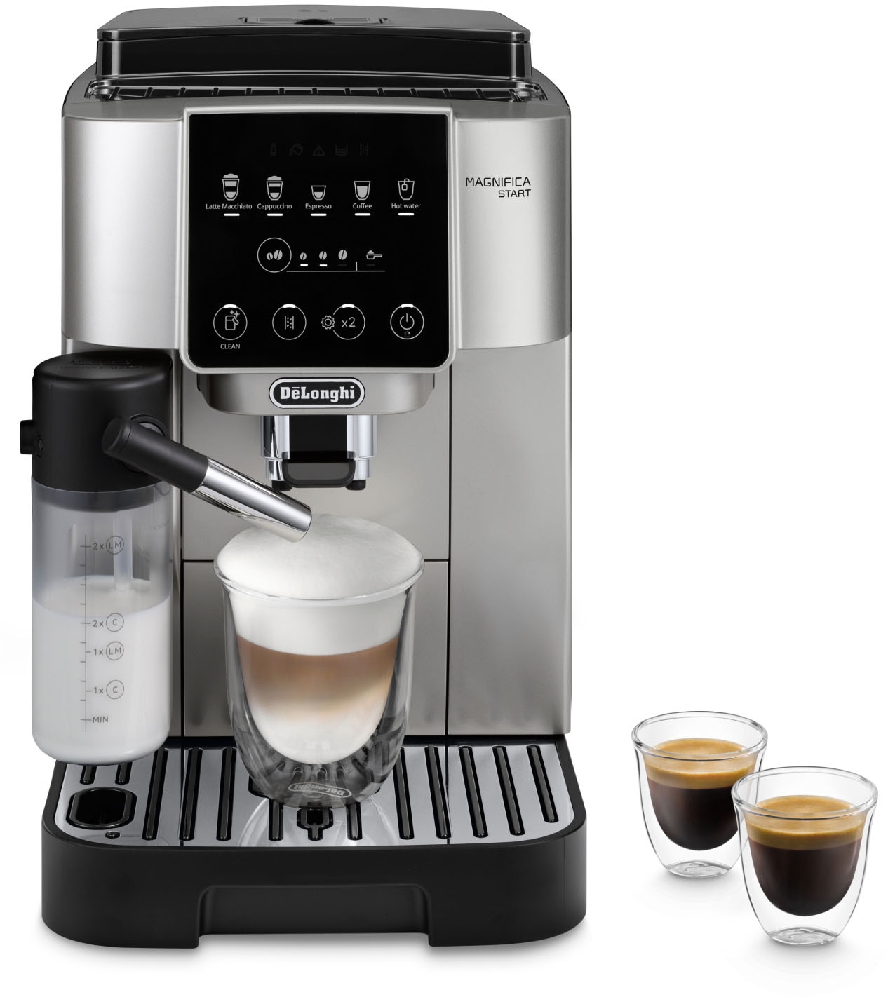 De'Longhi Kaffeevollautomat »Magnifica Start ECAM220.80.SB«, intuitives Bedienfeld mit Soft-Touch-Symbolen, silber-schwarz