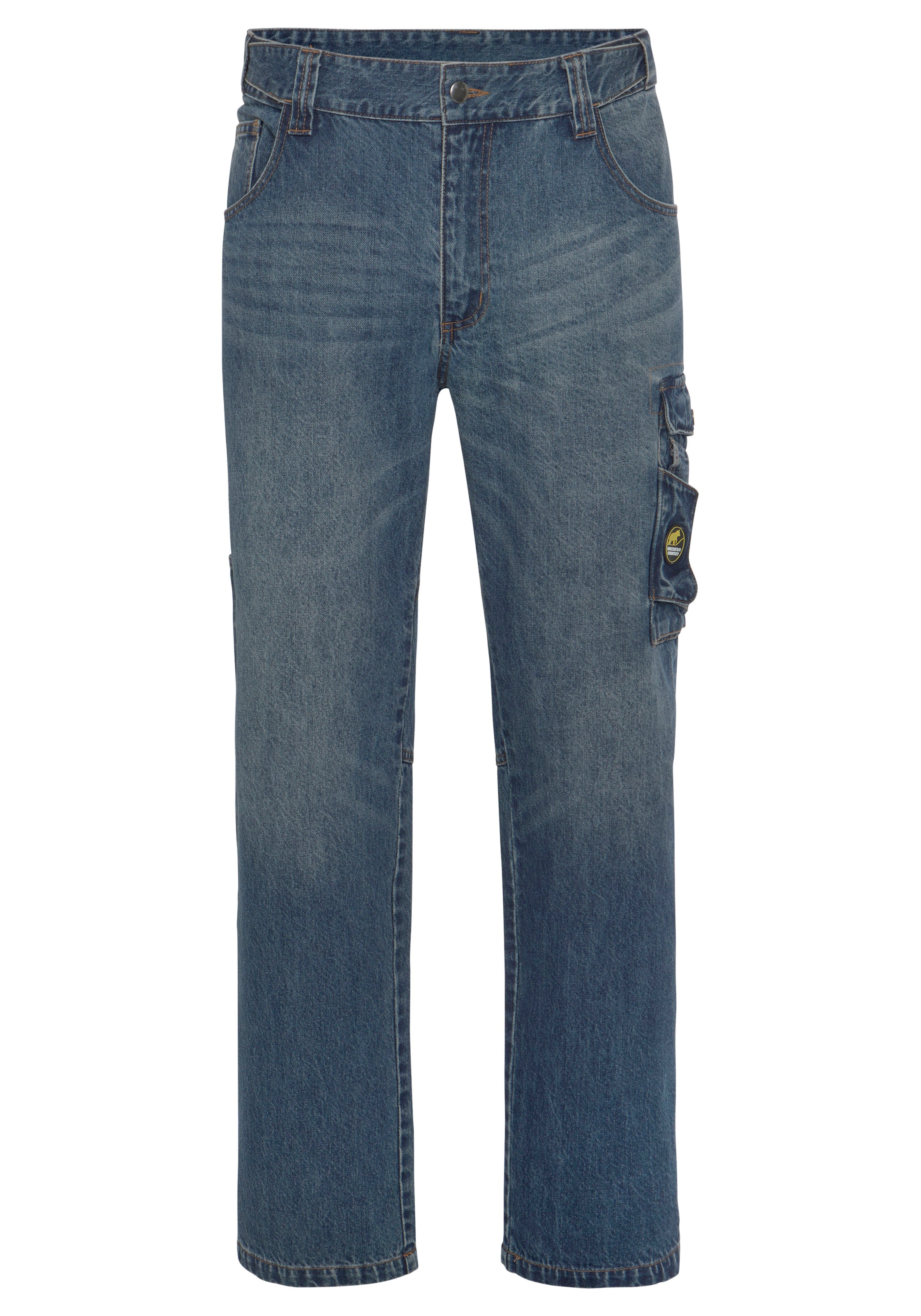 (aus Jeansstoff, kaufen fit), OTTO Taschen 100% Bund, mit Jeans«, Country »Multipocket 9 Northern dehnbarem Baumwolle, praktischen online comfort mit Arbeitshose robuster bei