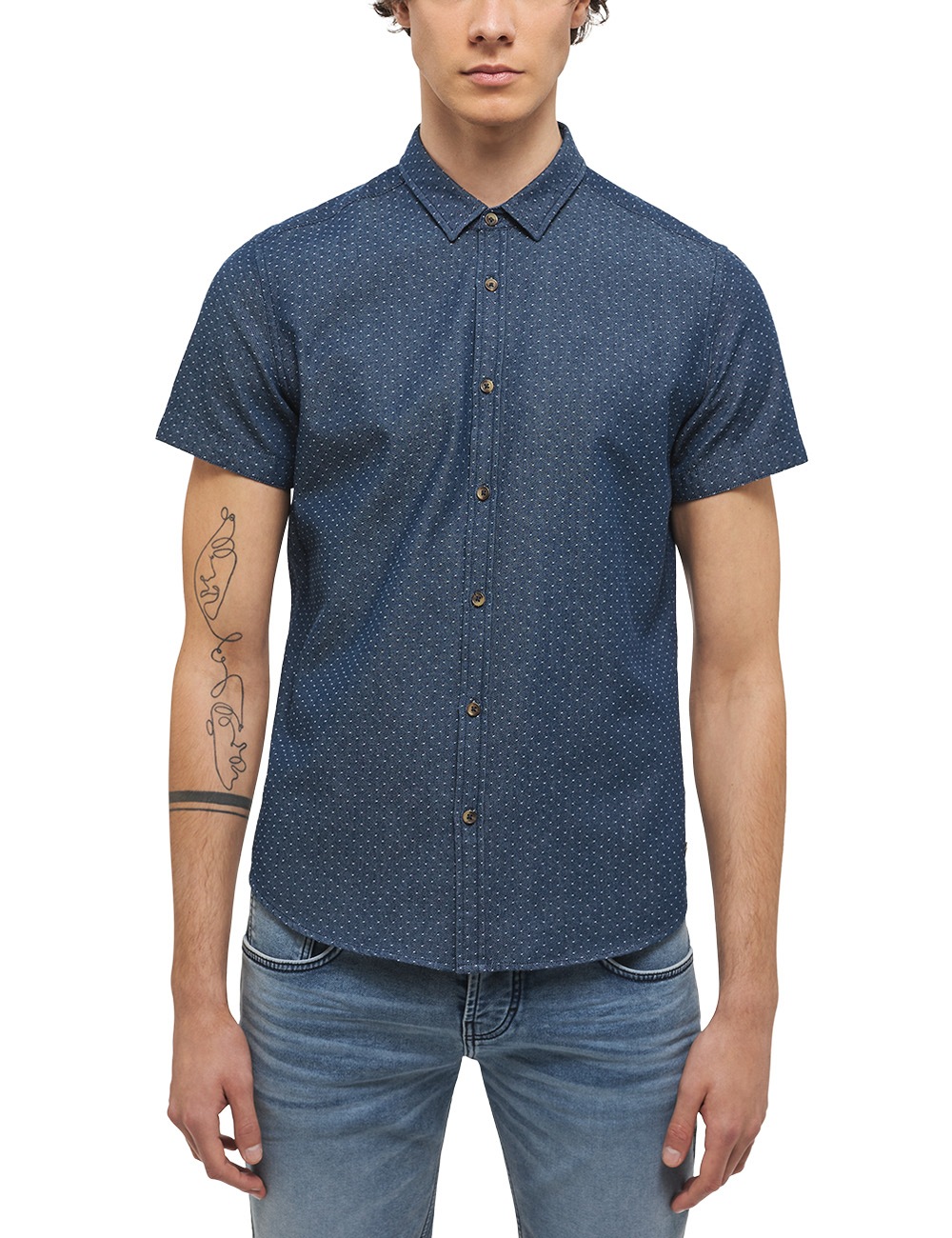 MUSTANG Kurzarmhemd »Chris Denim POLKA«