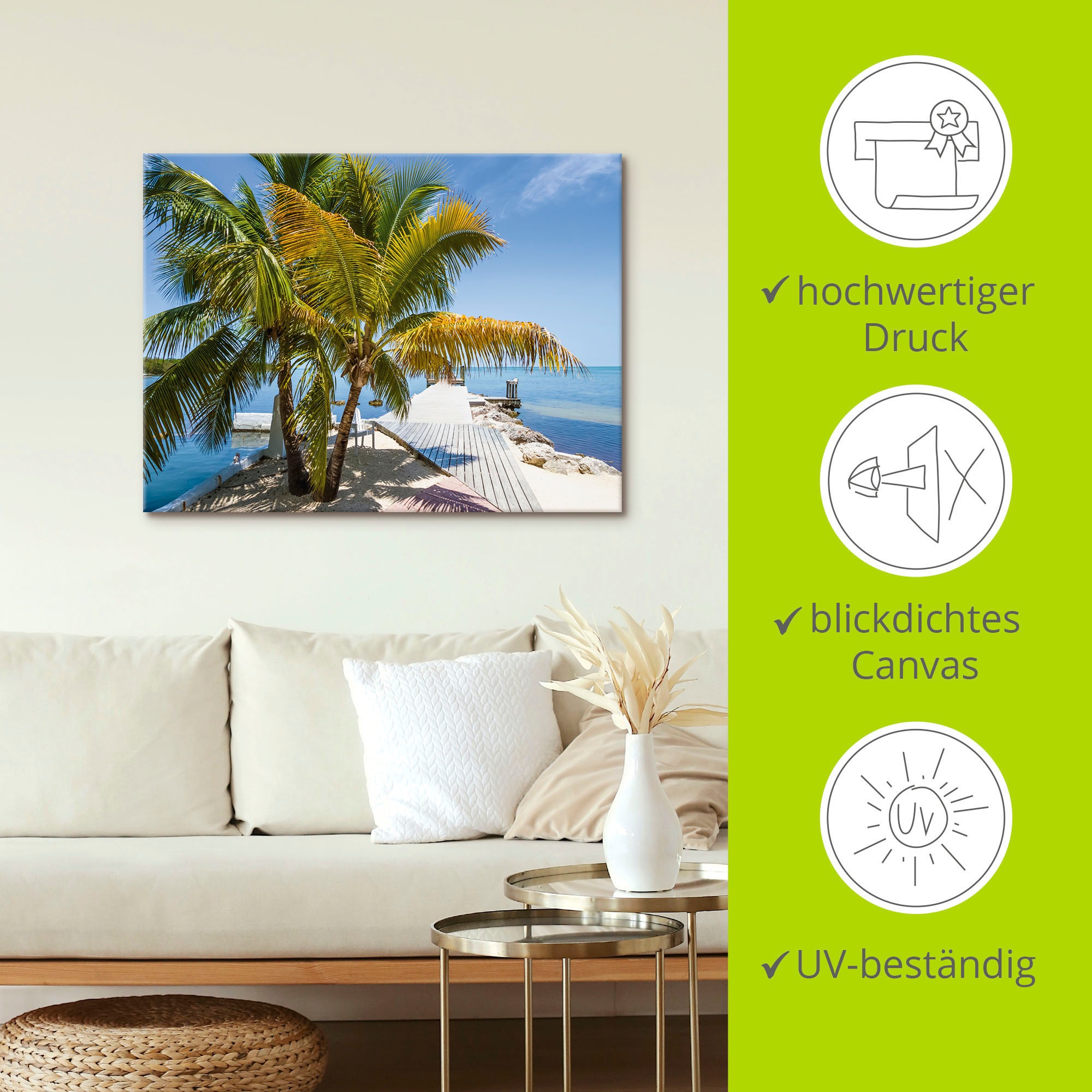Artland Wandbild »Florida Keys Himmlischer Blick«, Strand, (1 St.), als Leinwandbild, Wandaufkleber in verschied. Größen