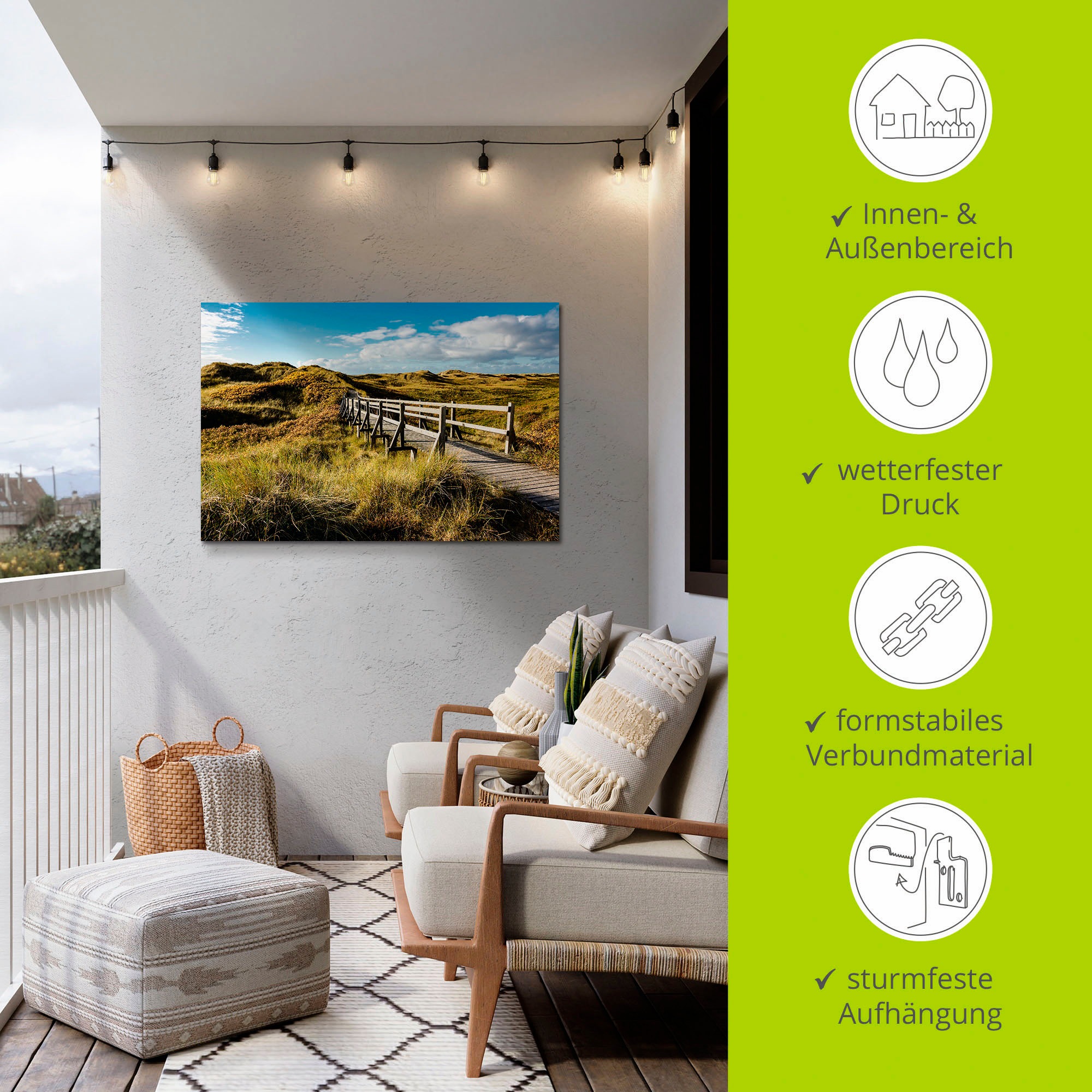 Artland Wandbild »Landschaft in den Dünen Insel Amrum«, Küste, (1 St.), als Alubild, Outdoorbild in verschied. Größen