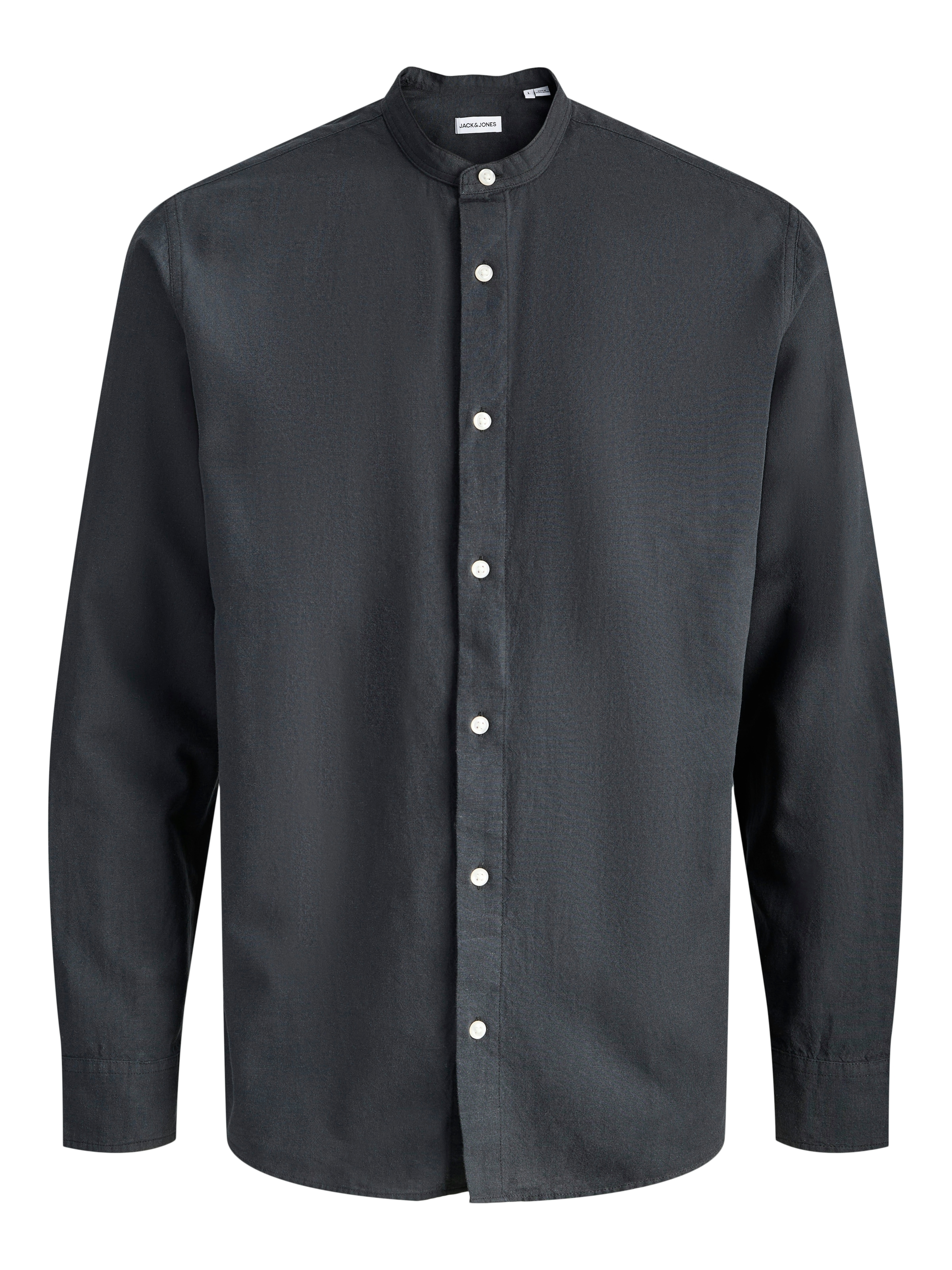 Jack & Jones PlusSize Langarmhemd »JJEBREEZE LINEN BLEND BAND SHIRT L PLS« mit Stehkragen
