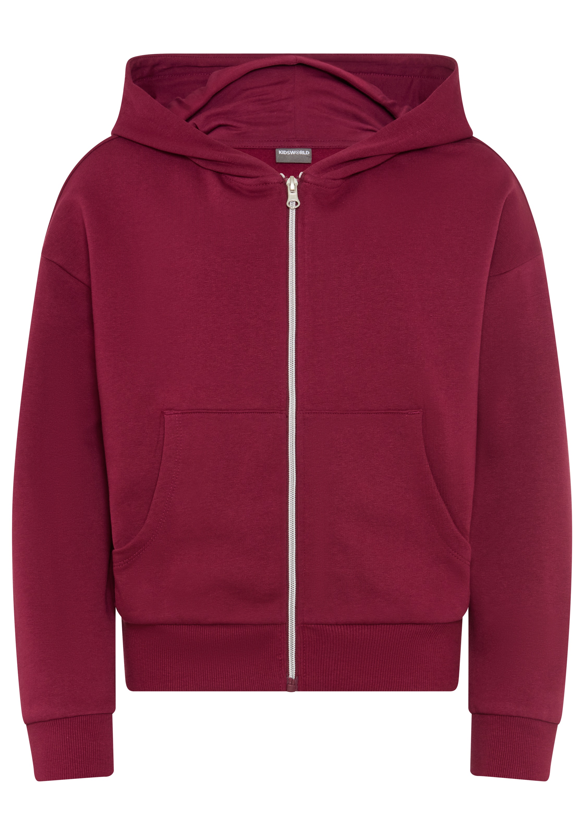 KIDSWORLD Kapuzensweatjacke »Lässige Sweatjacke mit kleinem Herz-Stickerei am Ärmel« Must-Have Basic Sweatjacke mit kleiner Deko-Stickerei, lockere Form