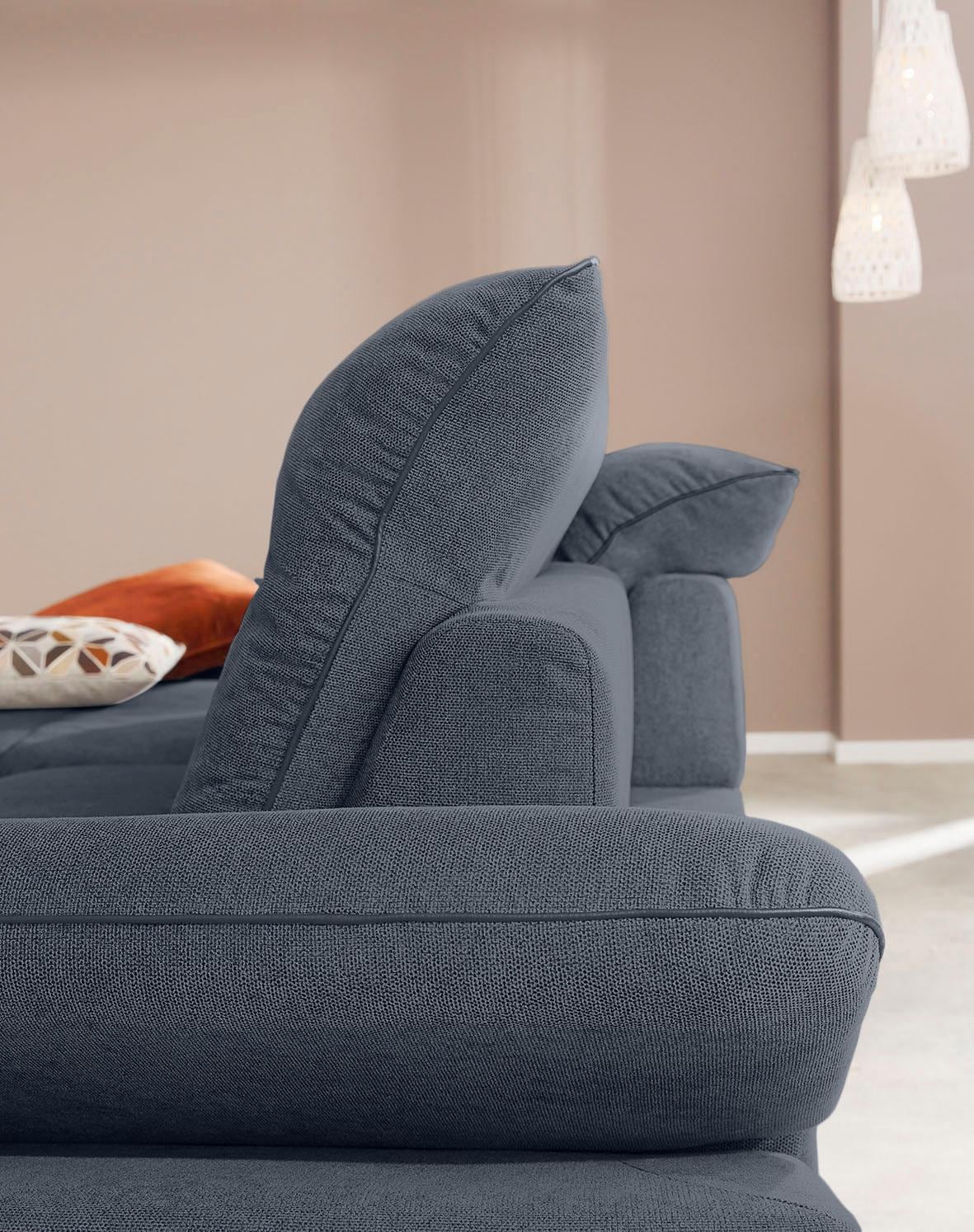 W.SCHILLIG Ecksofa »enjoy&MORE, Designsofa, elegant und bequem, L-Form«, mit Sitztiefenverstellung, Füße Chrom glänzend, Breite 294 cm