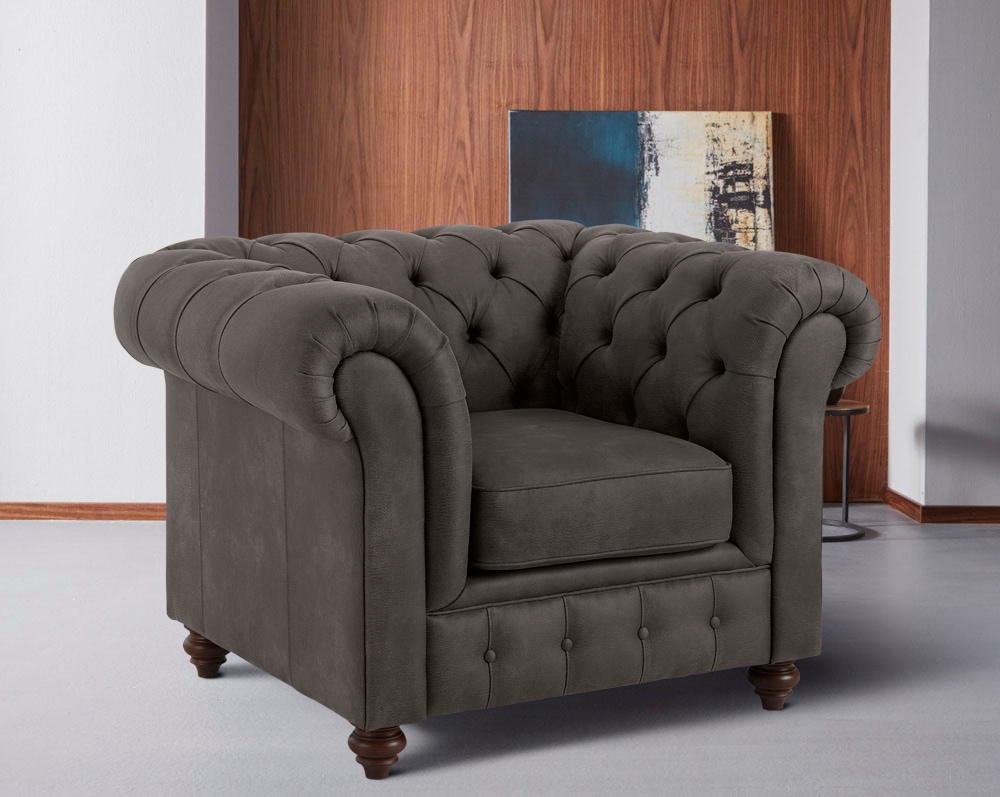 Home affaire Sessel »Chesterfield B/T/H: 105/69/74 cm«, mit hochwertiger Knopfheftung, auch in Leder