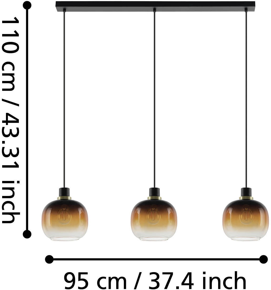 EGLO Hängeleuchte »OILELLA Pendellampe - Stahl - E27 - 3X40W - IP20« E27 1 Stk. Hängelampe, Deckenlampe, Wohnzimmer, Esszimmer, L95 x B19 x H110 cm