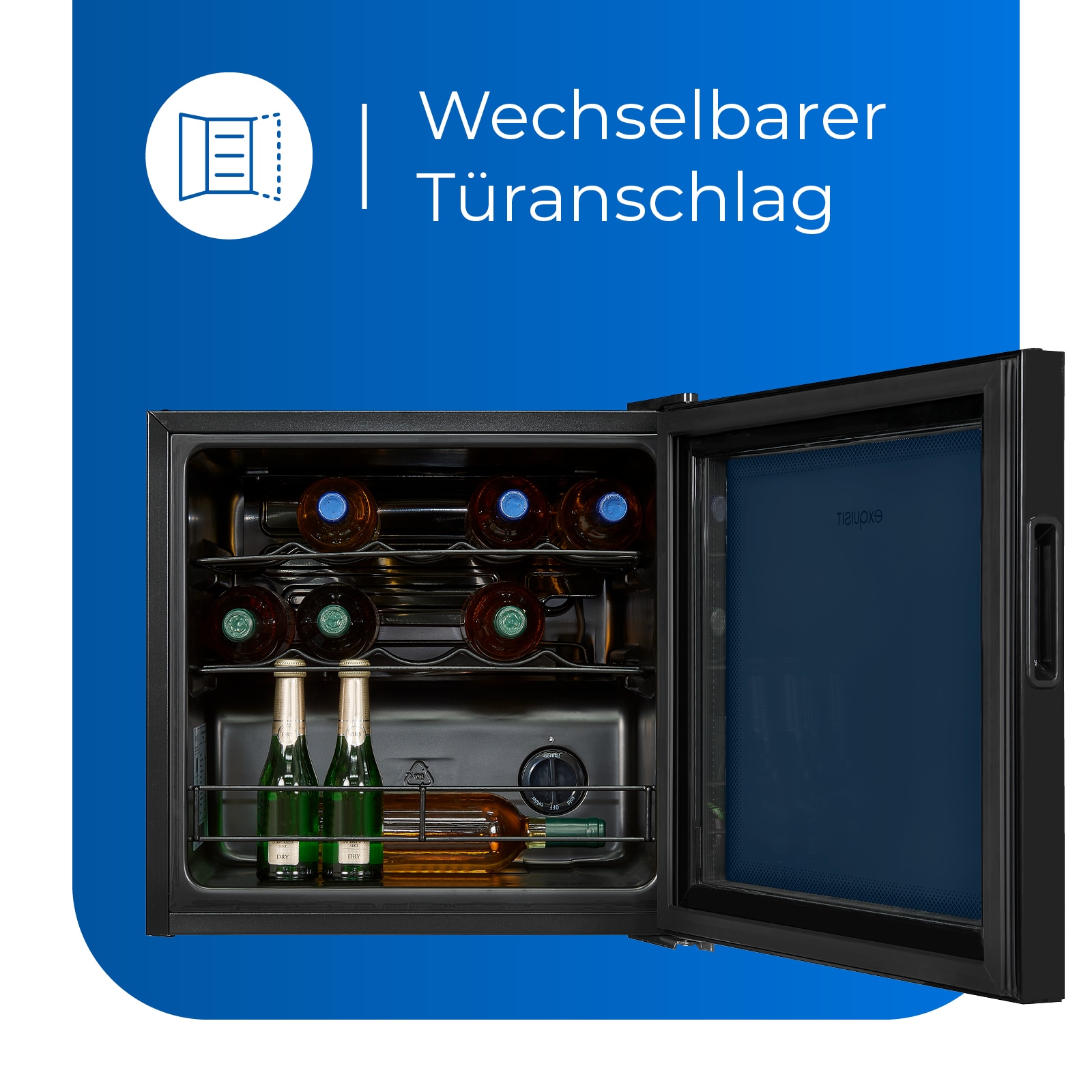 exquisit Weinkühlschrank »WS1-12-GT-030G schwarzPV«, für 14 St. Standardflaschen á 075l