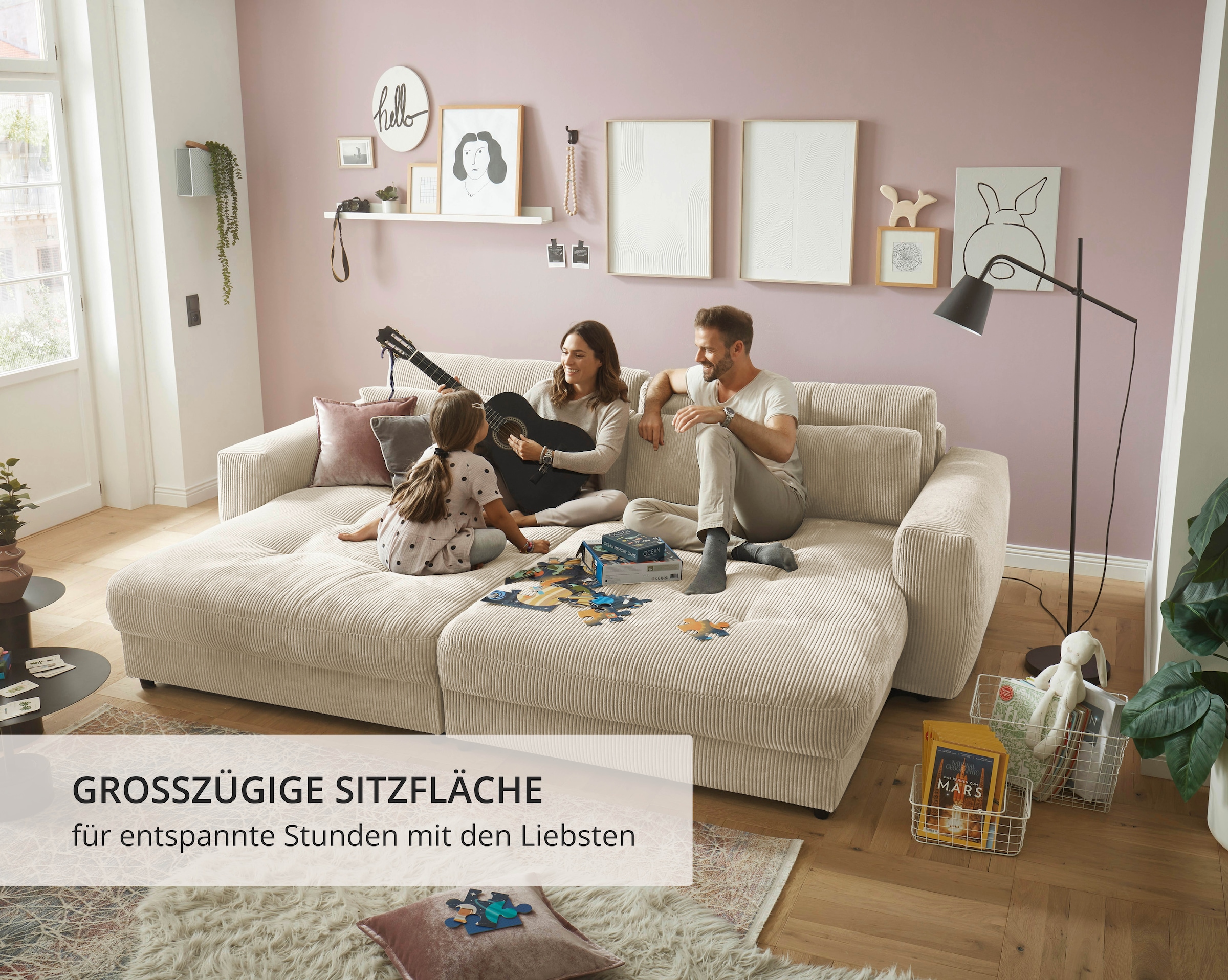 ED EXCITING DESIGN Big-Sofa »Loveseat, 2-Sitzer, Barura, Breite 292« Big-Sofa mit 2 Nierenkissen