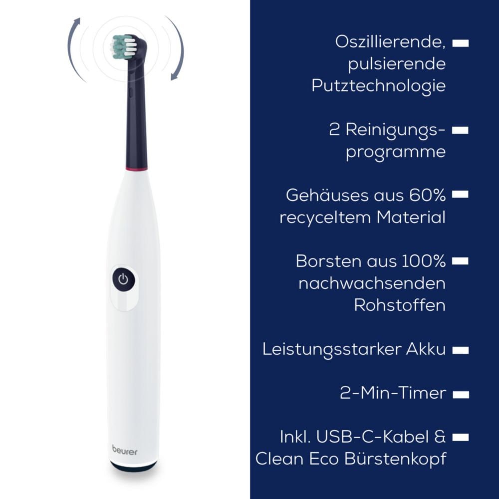 BEURER Elektrische Zahnbürste »TB 15, zur Plaque-Entfernung«, 1 St. Aufsteckbürsten, Klinisch getestet, mit 2-Minuten Timer und Abschaltautomatik