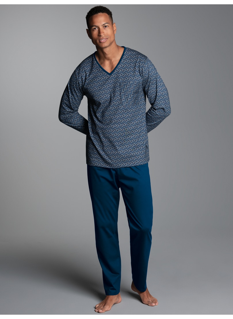 Trigema Schlafanzug »TRIGEMA Pyjama mit Allover Blatt-Print« 1 Stk. tlg.,