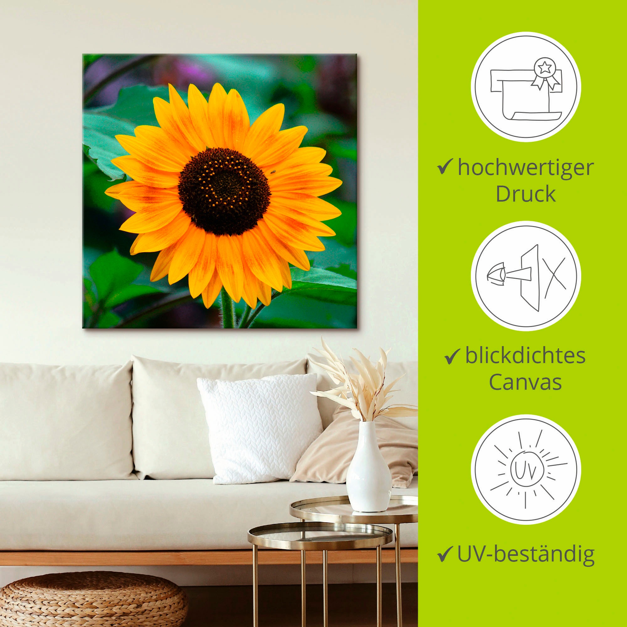 Artland Leinwandbild »Sonnenblume«, Blumen, (1 St.), auf Keilrahmen gespannt