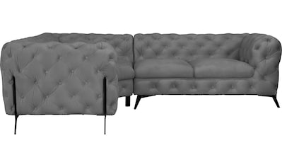 Chesterfield-Sofa »Amaury«, moderne Chersterfield-Optik, Breite 262 cm, Fußfarbe wählbar