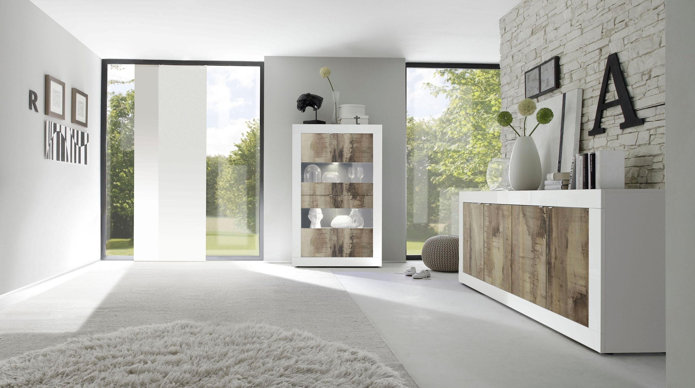 INOSIGN Sideboard »Basic Breite 207 cm, Kommode 4 Türen, Anrichte,« Metallgriff, moderne Rahmenoptik, viel Stauraum, Farbauswahl
