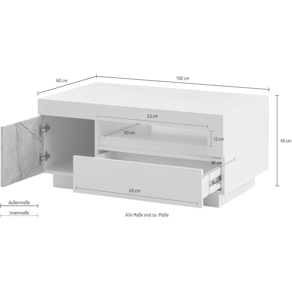 Home affaire Couchtisch »Stone Marble«, Marmor-Optik Dekor, zwei verschiedene Farbvarianten, Breite 100 cm