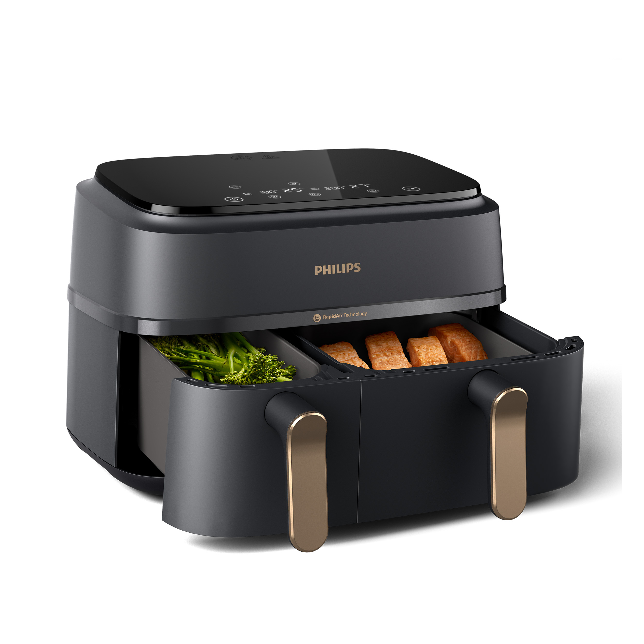 Philips Heißluftfritteuse »Airfryer 3000 Dual Basket NA352/00, zwei Körbe mit 9L (3L+6L)« 2750 W RapidAir Technologie und 12 Kochfunktionen;...