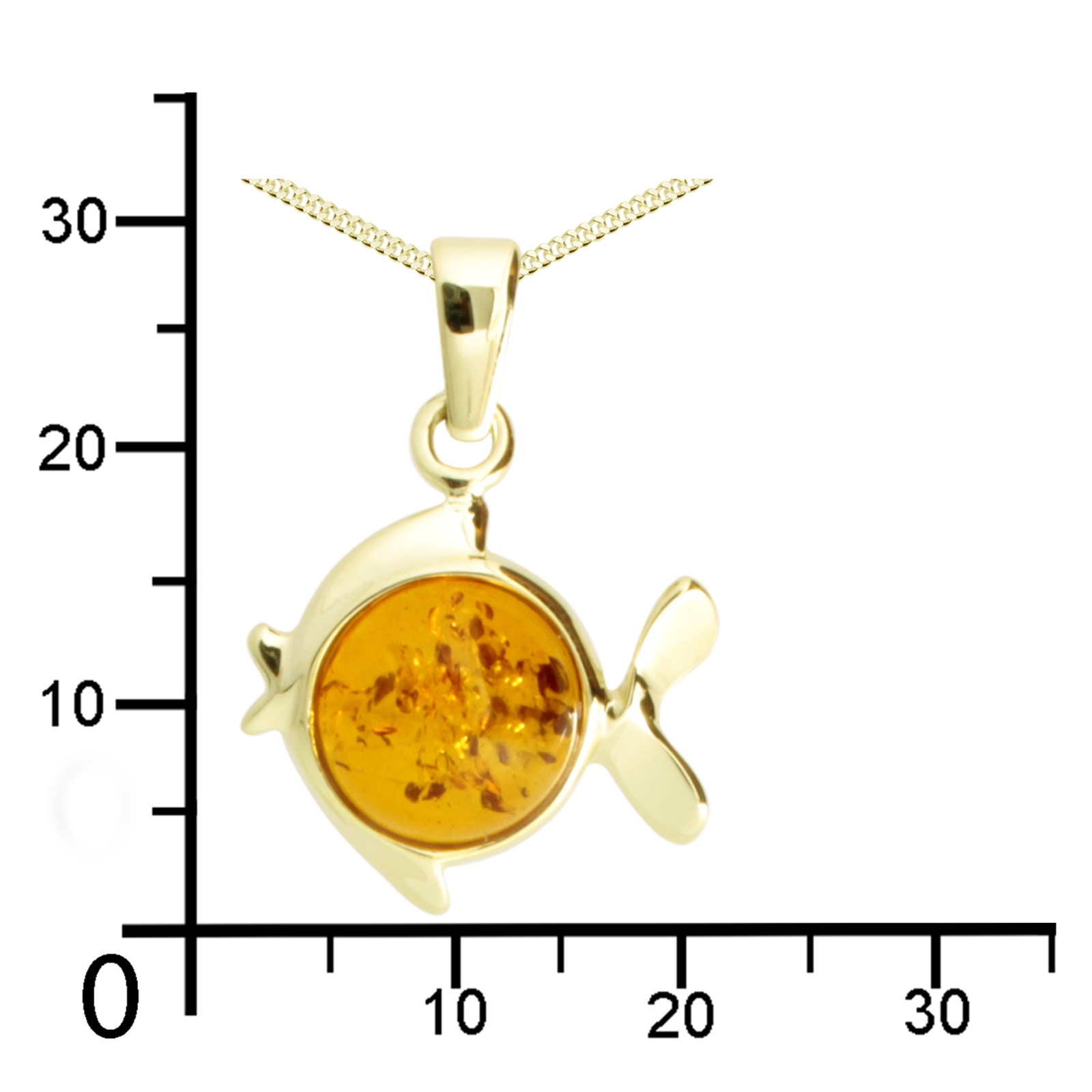 OSTSEE-SCHMUCK Kette und Anhänger Set »- Fisch - Gold 333/000 - Bernstein«